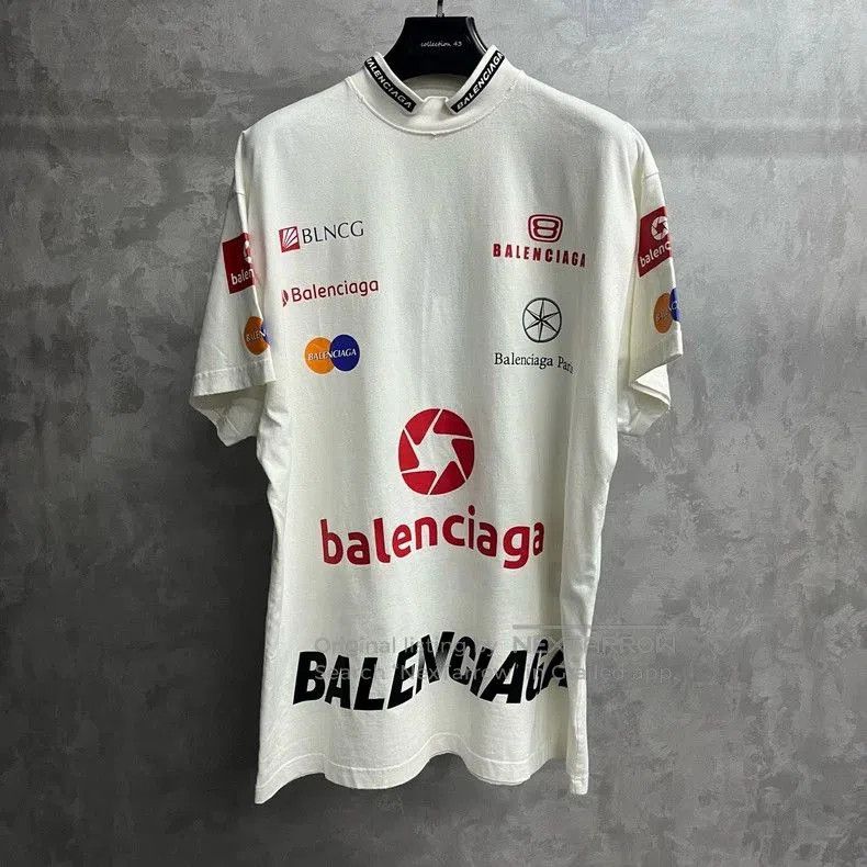 Balenciaga White Logo Print Short Sleeve T.