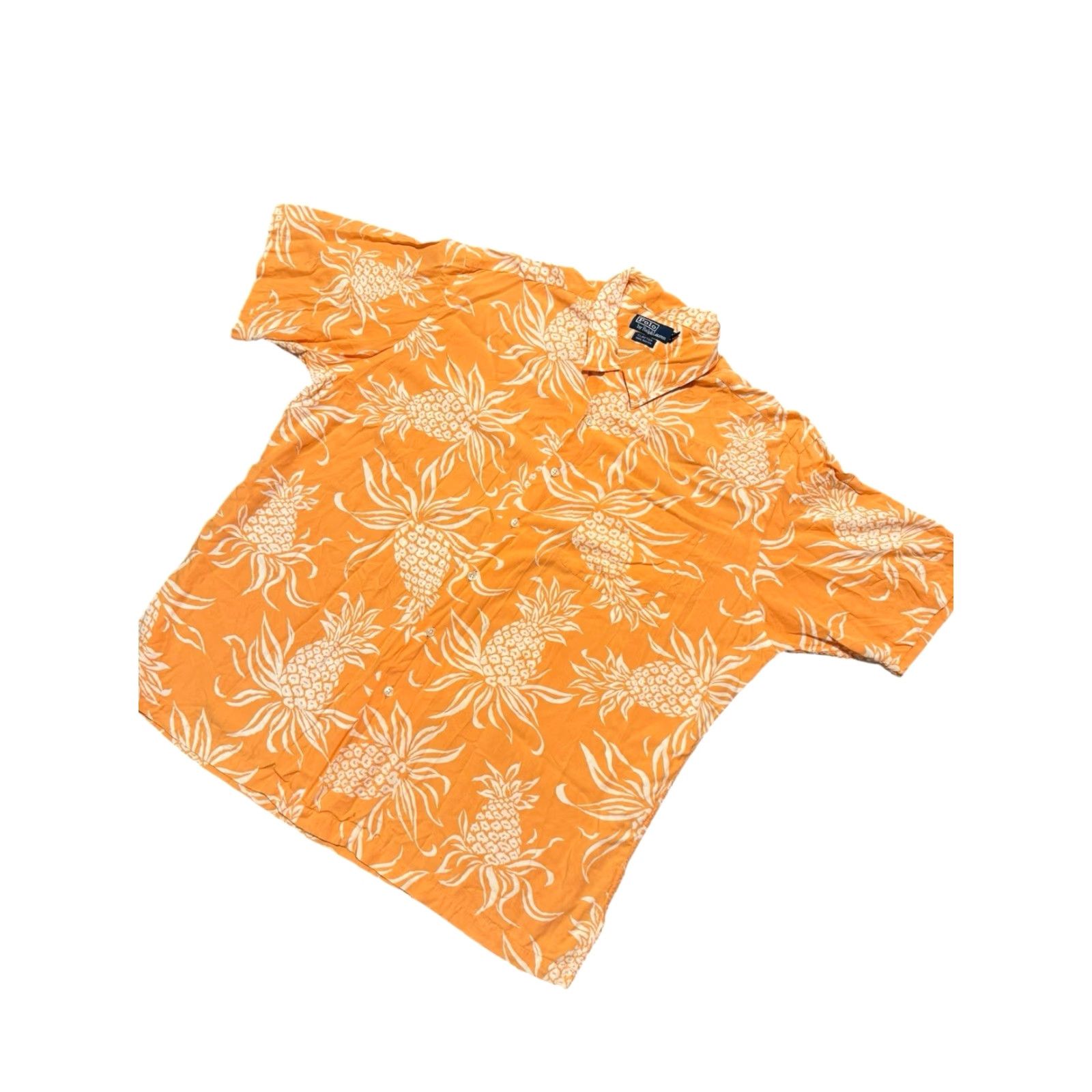 Ralph Lauren VINTAGE Ralph Lauren POLO Pineapple Pattern Loop Collar Hawaiian Aloha Shirt 2XL Orange/White Men Short Sleeve Shirt Size US XXL / EU 58 / 5 - 4 Thumbnail