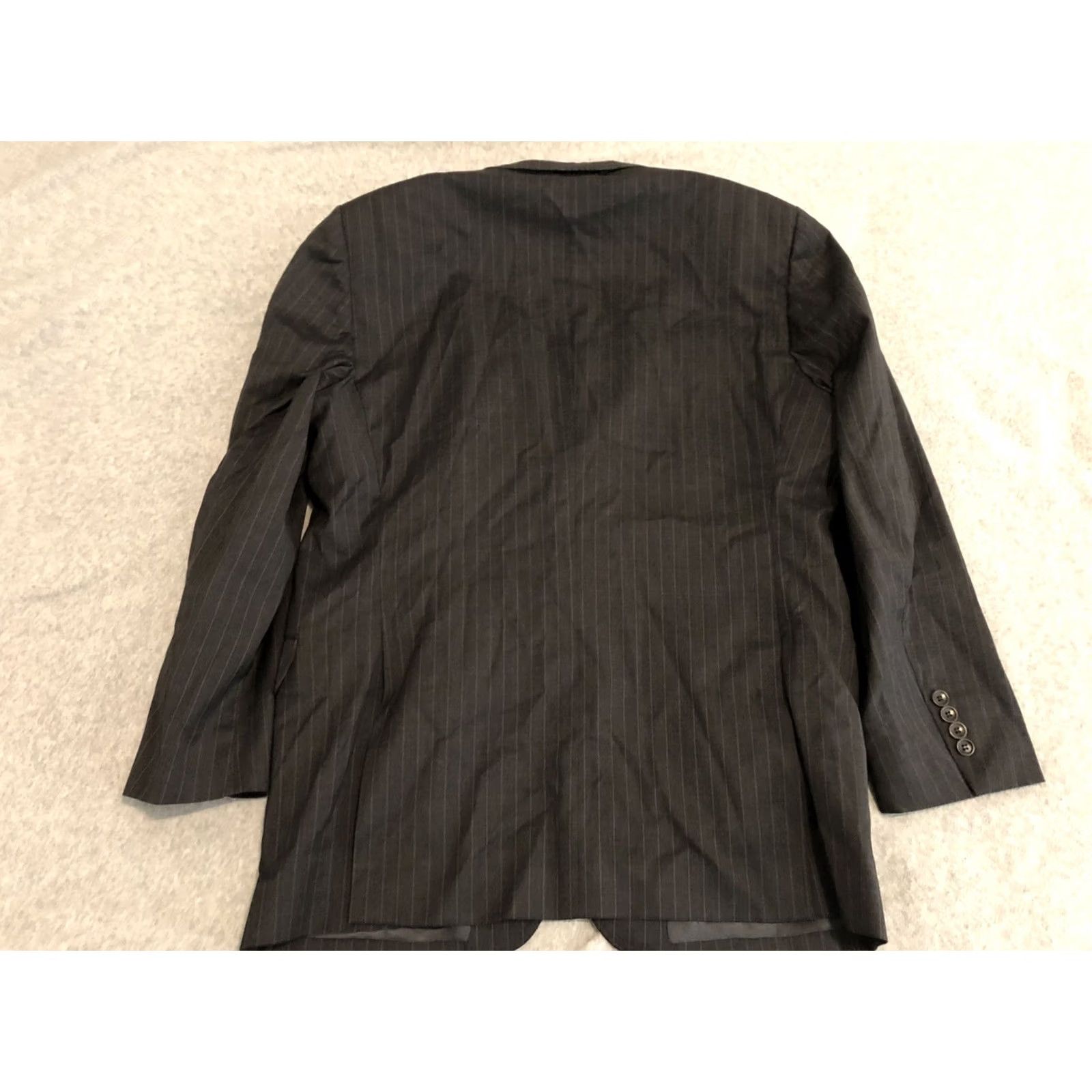 Brooks Brothers Brooks Brothers 1818 Regent Striped Blazer Jacket Regular 42R Wool Charcoal Black Two Button Mens Suit Jacket Size 42R - 8 Thumbnail