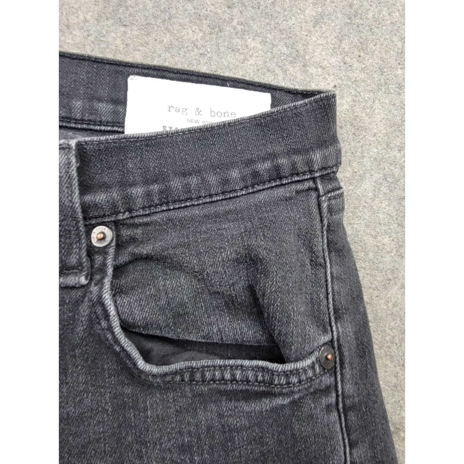 Rag & Bone rag & bone Jeans Mens 29 Black Fit 1 Skinny Button Fly Made USA 29x31 Stretch Size US 29 - 3 Thumbnail