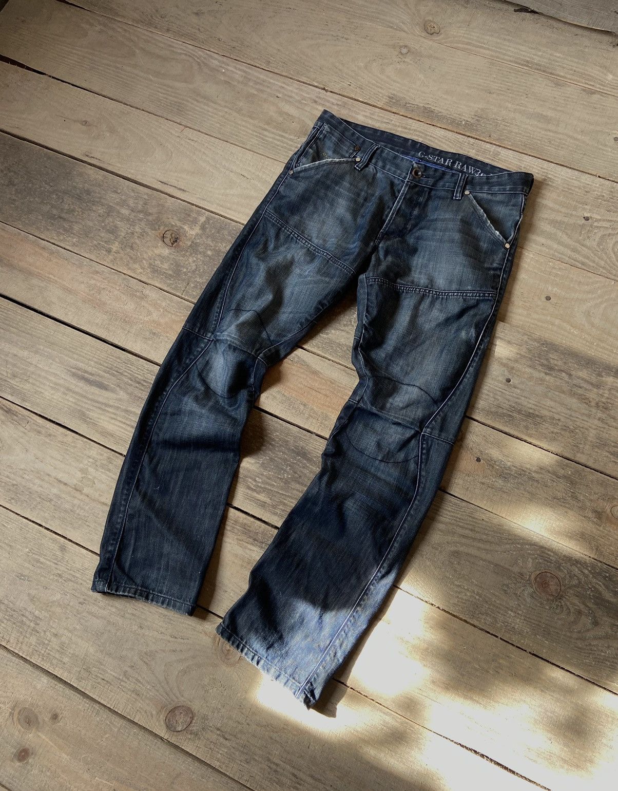 G-Star × Vintage Vintage G Star Raw biker pants 3D denim y2k Size US 34 / EU 50 - 2 Thumbnail
