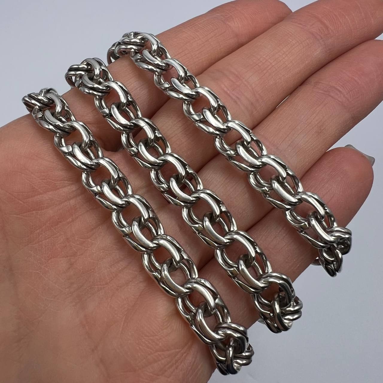 Sterling Silver Massive Vintage Sterling Silver 925 Chain Necklace 69 gr Size ONE SIZE - 7 Thumbnail