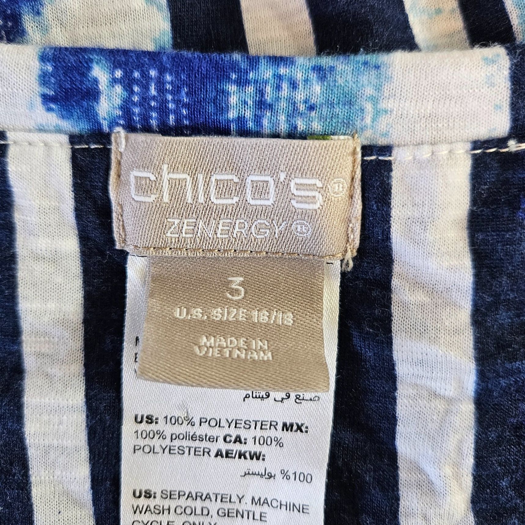 Vintage Chico's Zenergy Womens Top XL Blue White Floral Short Sleeve Shirt Womens XL Blue White Floral Chico's Zenergy Shirt Size XL / US 12-14 / IT 48-50 - 5 Thumbnail