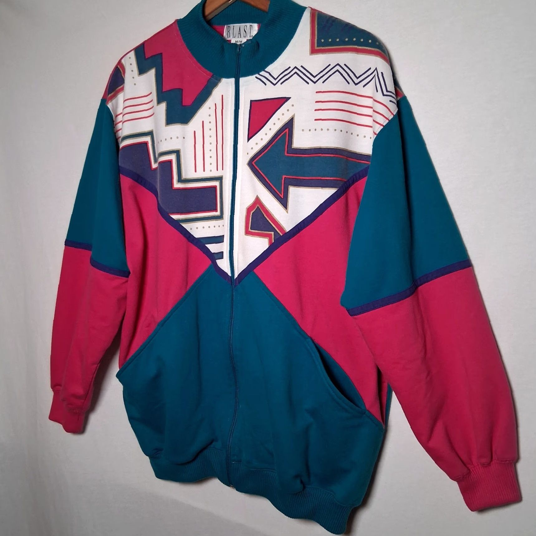 Vintage VINTAGE Blast Full Zip Knit Up Shirt Jacket Women M Geometric Southwest Retro 80s 90s Athleisure Size M / US 6-8 / IT 42-44 - 3 Thumbnail