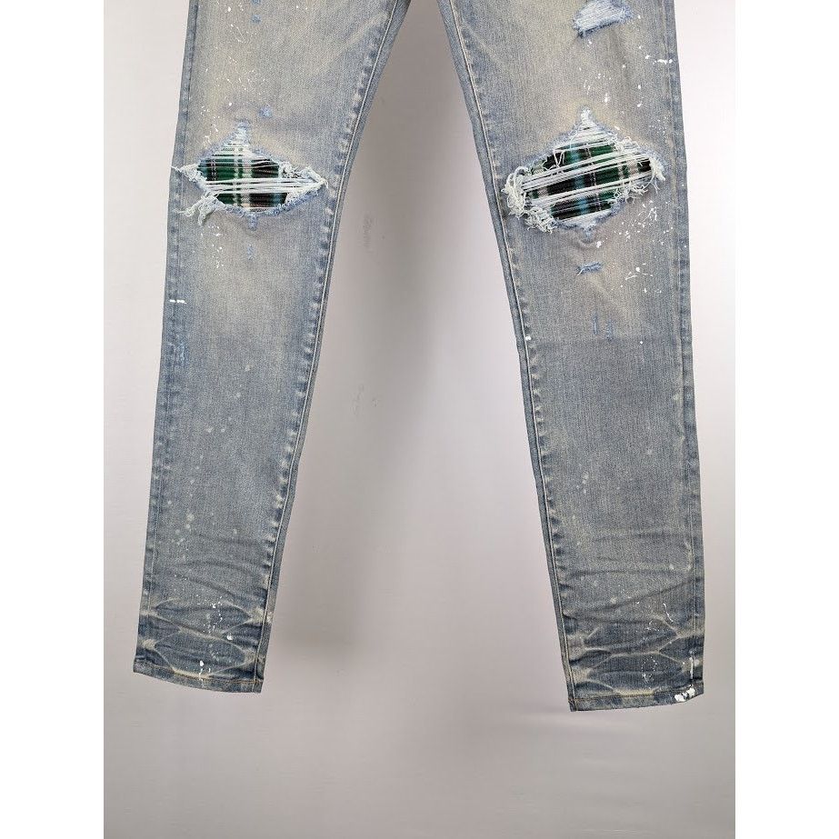 Amiri o1rshd1 MX1 Plaid Jeans in Clay Indigo Size US 36 / EU 52 - 4 Thumbnail