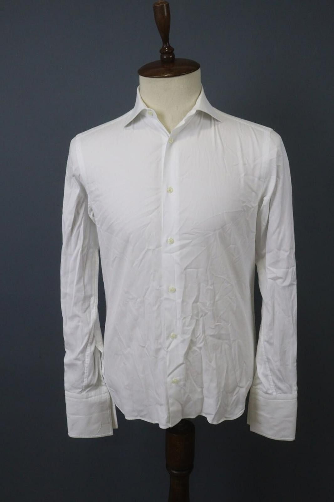 Designer Boggi White Cotton Collared Front Dress Shirt Size 40 Size 38R - 1 Thumbnail