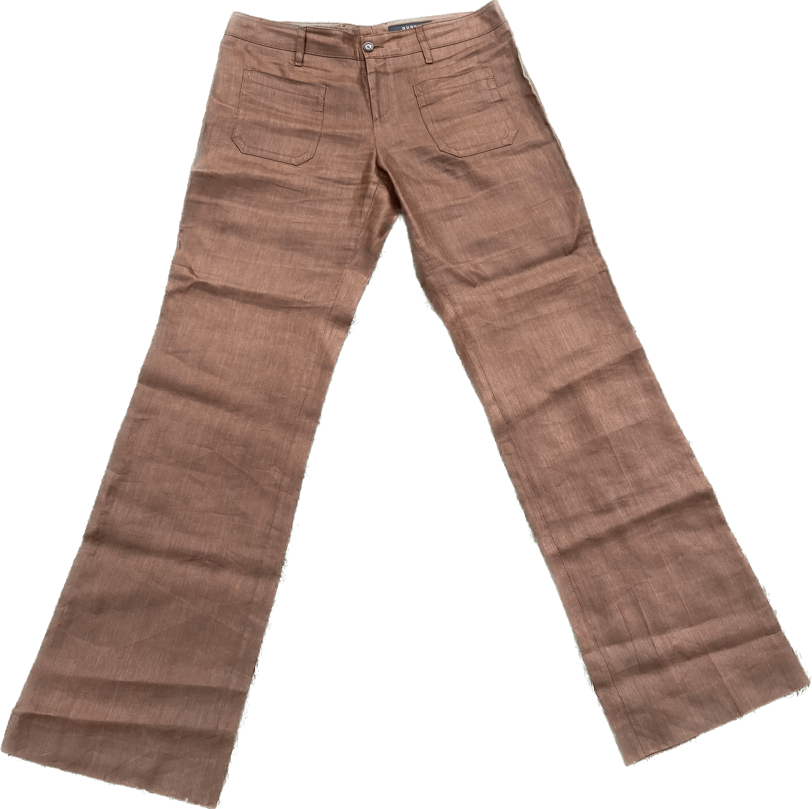 image of Vintage Gucci Flared Silk/ Hemp Pants in Brown, Men's (Size 33)