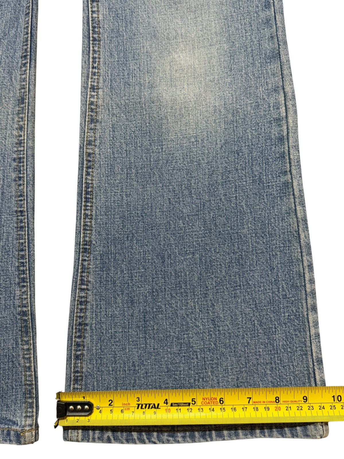 Hysteric Glamour Vintage Japanese Blue Faded Wash Distress Wide Leg Flare Size US 32 / EU 48 - 13 Thumbnail