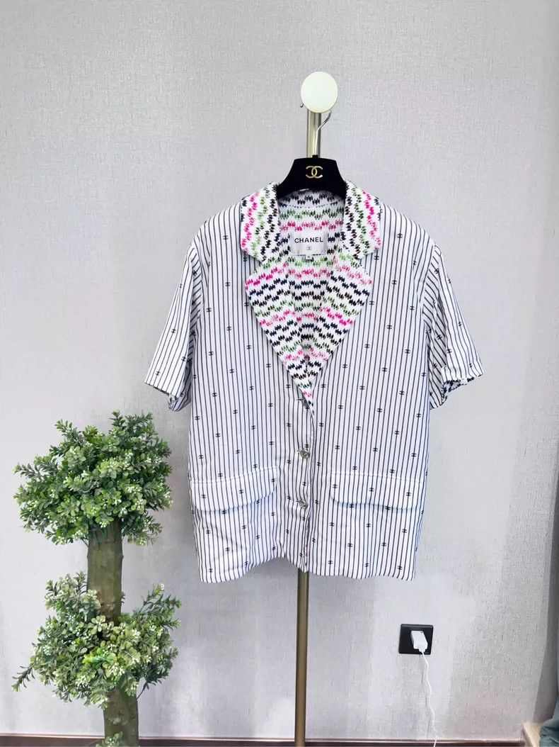 Chanel Chanel 21 spring and summer striped cc logo short-sleeved Size XS / US 0-2 / IT 36-38 - 1 Thumbnail