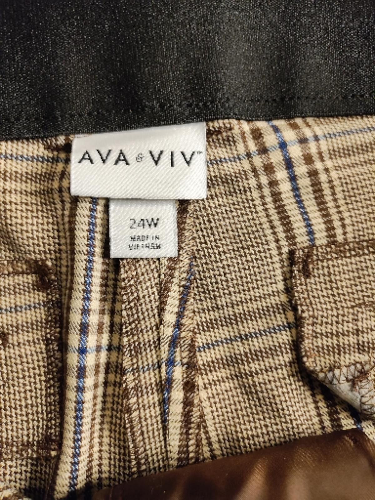 Other AVA & VIV 24W Wide Leg Classic Plaid W/Stretch Dress Pants Size 42" / US 20 - 7 Thumbnail