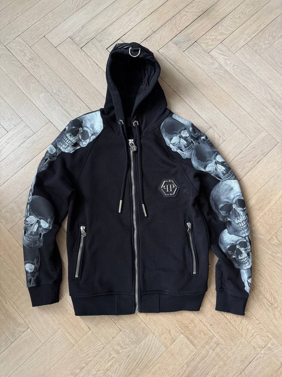 Philipp Plein Black Philipp Plein Skull Zip Hoodie Size US L / EU 52-54 / 3 - 1 Thumbnail