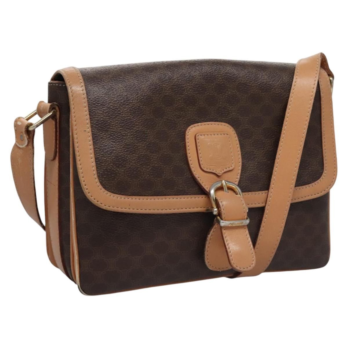 Celine CELINE Macadam Canvas Shoulder Bag Pvc Leather Brown Gold Size ONE SIZE - 1 Thumbnail