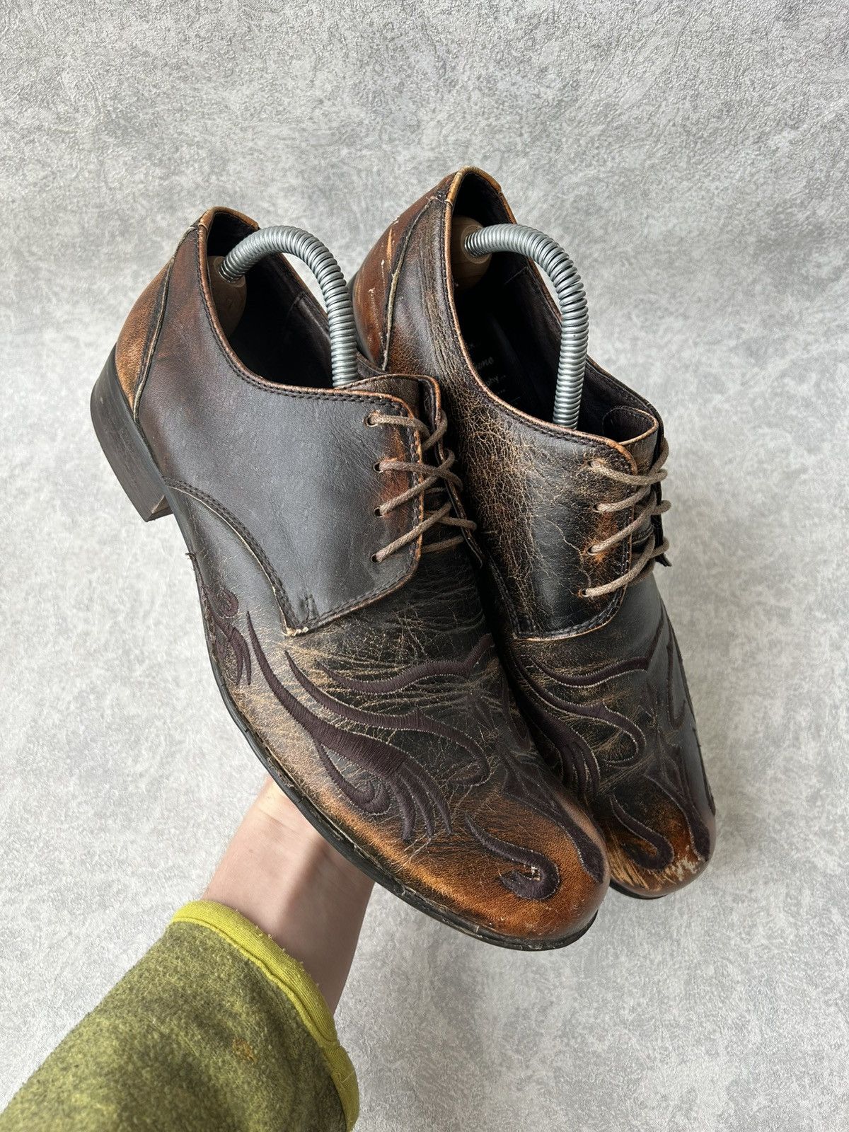 10 Corso Como Corso Como Y2K Western Flame Leather Derby Loafers Size US 8.5 / EU 41-42 - 1 Thumbnail