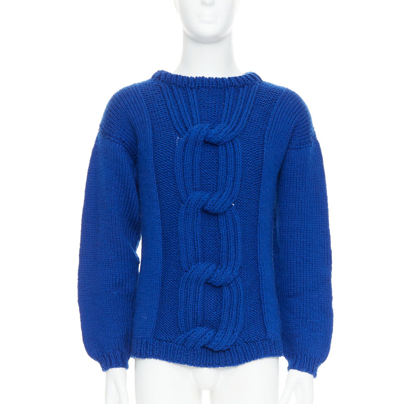 Other SIV STOLDAL 2008 Cover Up cobalt blue 100% wool cable knit sweater S Size US S / EU 44-46 / 1 - 1 Thumbnail