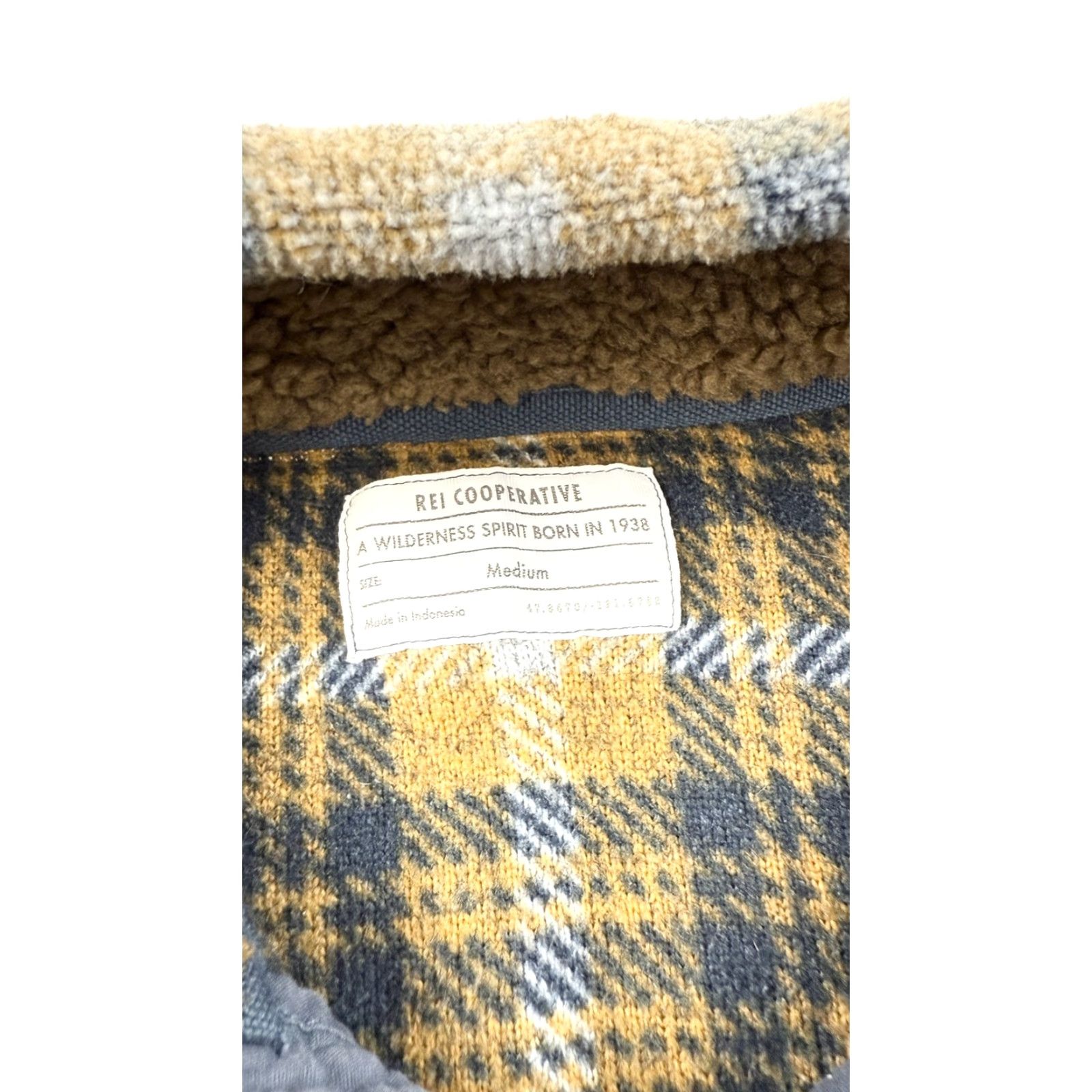 Vintage REI Cooperative Pullover Jacket Mens Medium Brown Plaid Sherpa Fleece Outdoors Hiking Travel Workwear Casual Size US M / EU 48-50 / 2 - 3 Thumbnail