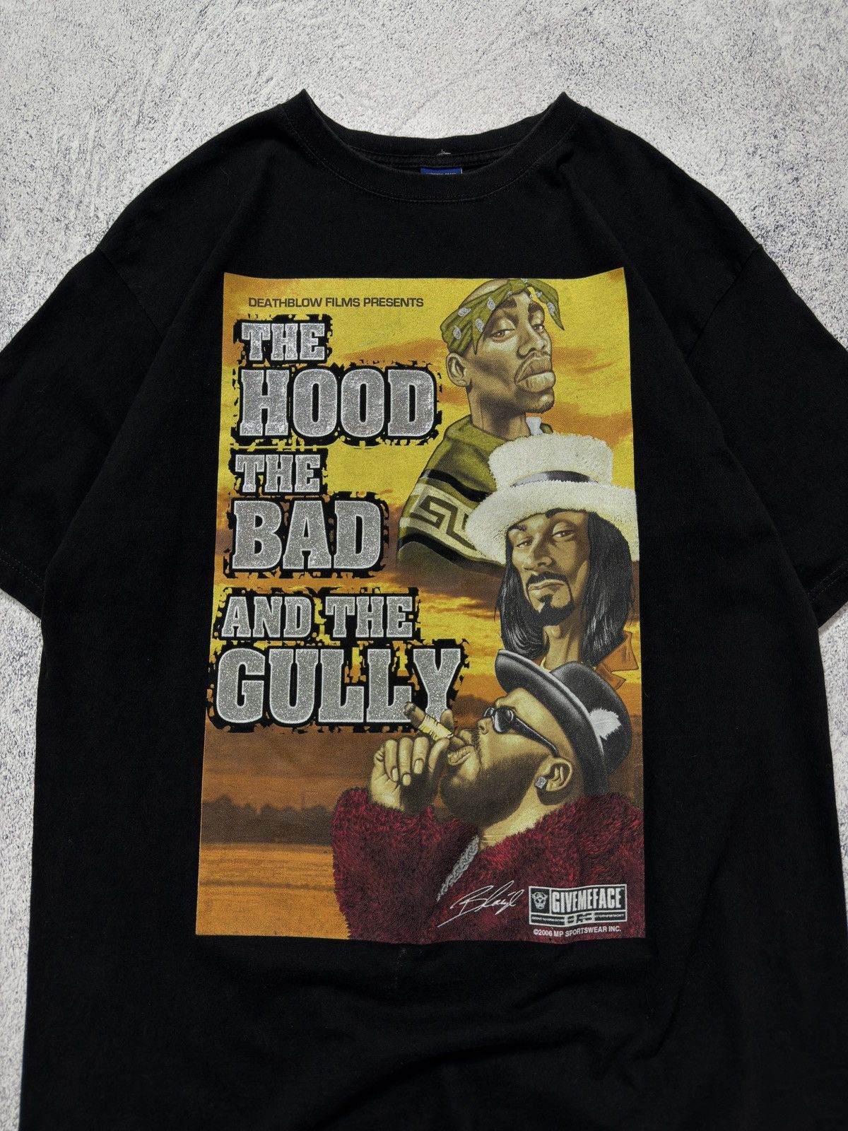 Death Row Records × Rap Tees × Vintage VTG THE HOOD THE BAD THE GULLY TUPAC SNOOP DOGG RAP T-SHIRT Size US XL / EU 56 / 4 - 3 Thumbnail