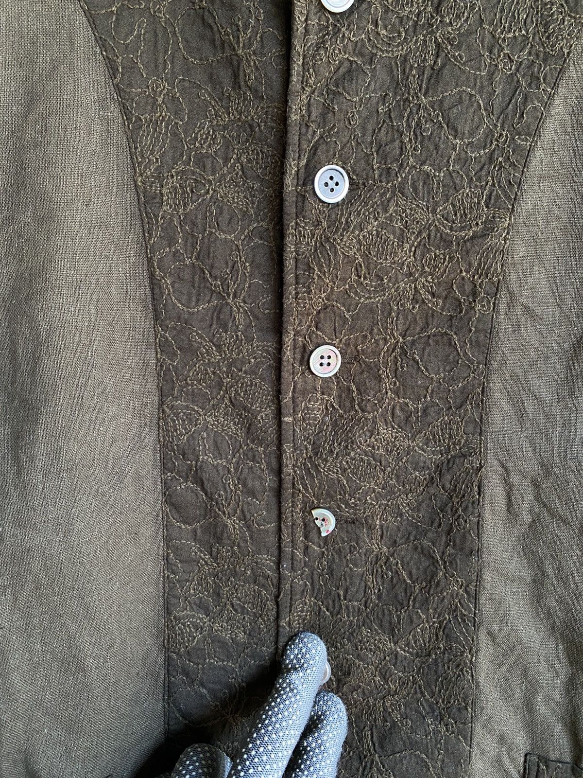 Issey Miyake Plantation Vintage Brown Embroidered Mandarin Collar Jacket Size M / US 6-8 / IT 42-44 - 5 Thumbnail