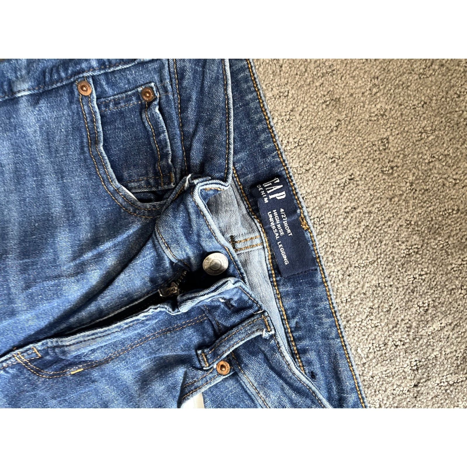 Gap GAP Jeans High Rise Universal Legging Distressed Flaw Short 4/27 27 In 28 In Blue Womens Slimming Stretch Denim Skinny Vintage: No Size 27" / US 4 / IT 40 - 5 Thumbnail