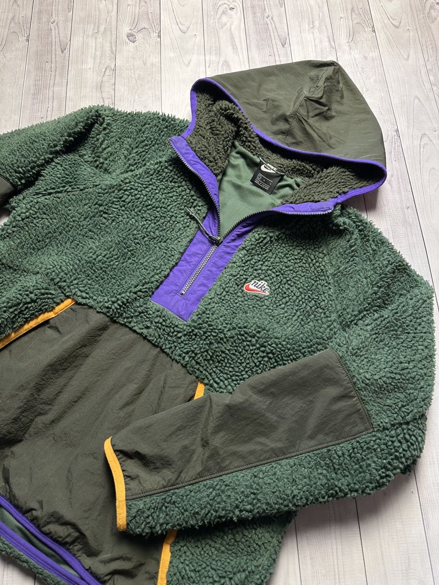 Nike × Vintage Nike Fleece jacket anorak Sherpa green rare size L logo Size US L / EU 52-54 / 3 - 7 Thumbnail