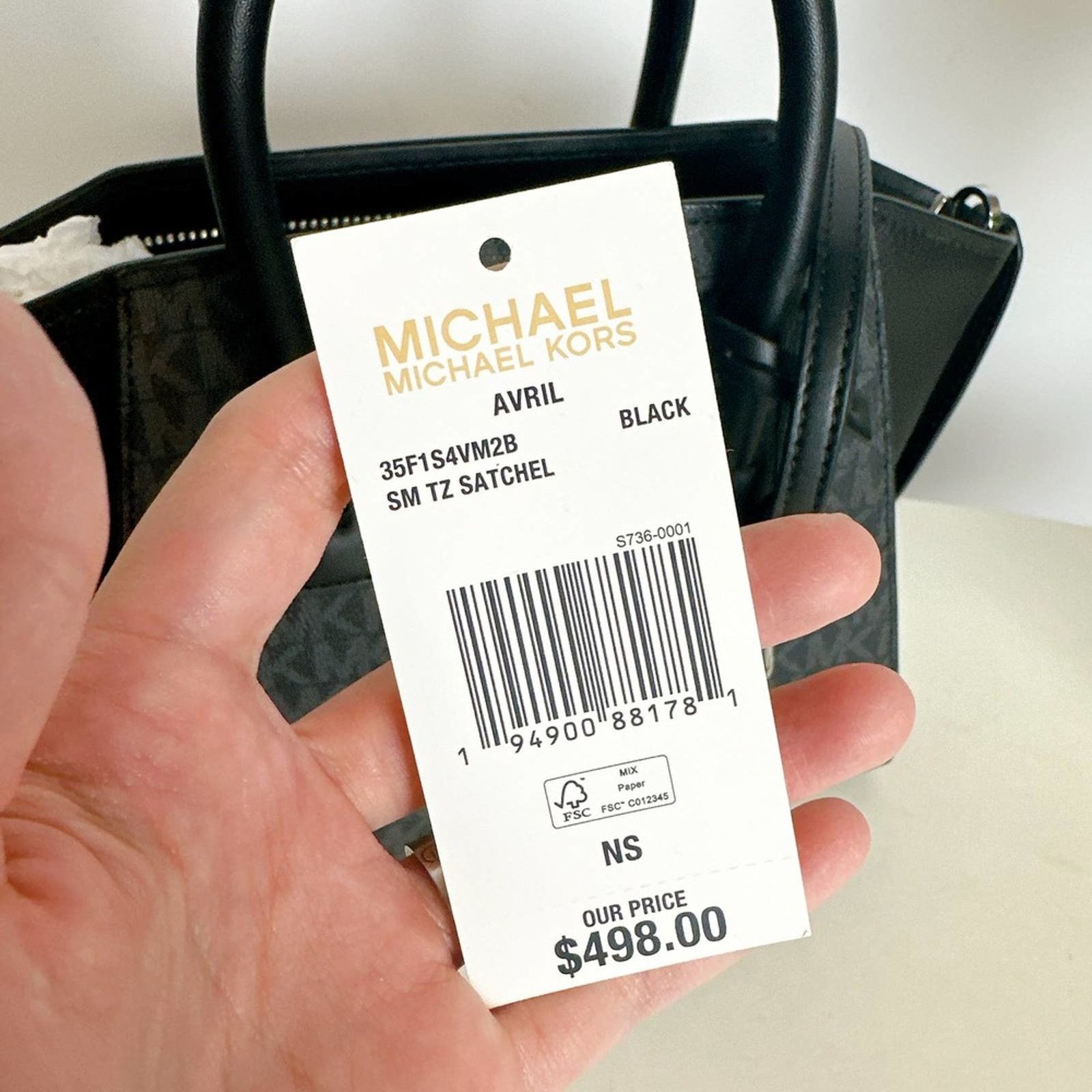 Michael Kors MICHAEL KORS 35F1S4VM2B AVRIL SM LOGO TOP-ZIP SATCHEL BLACK Size ONE SIZE - 7 Thumbnail