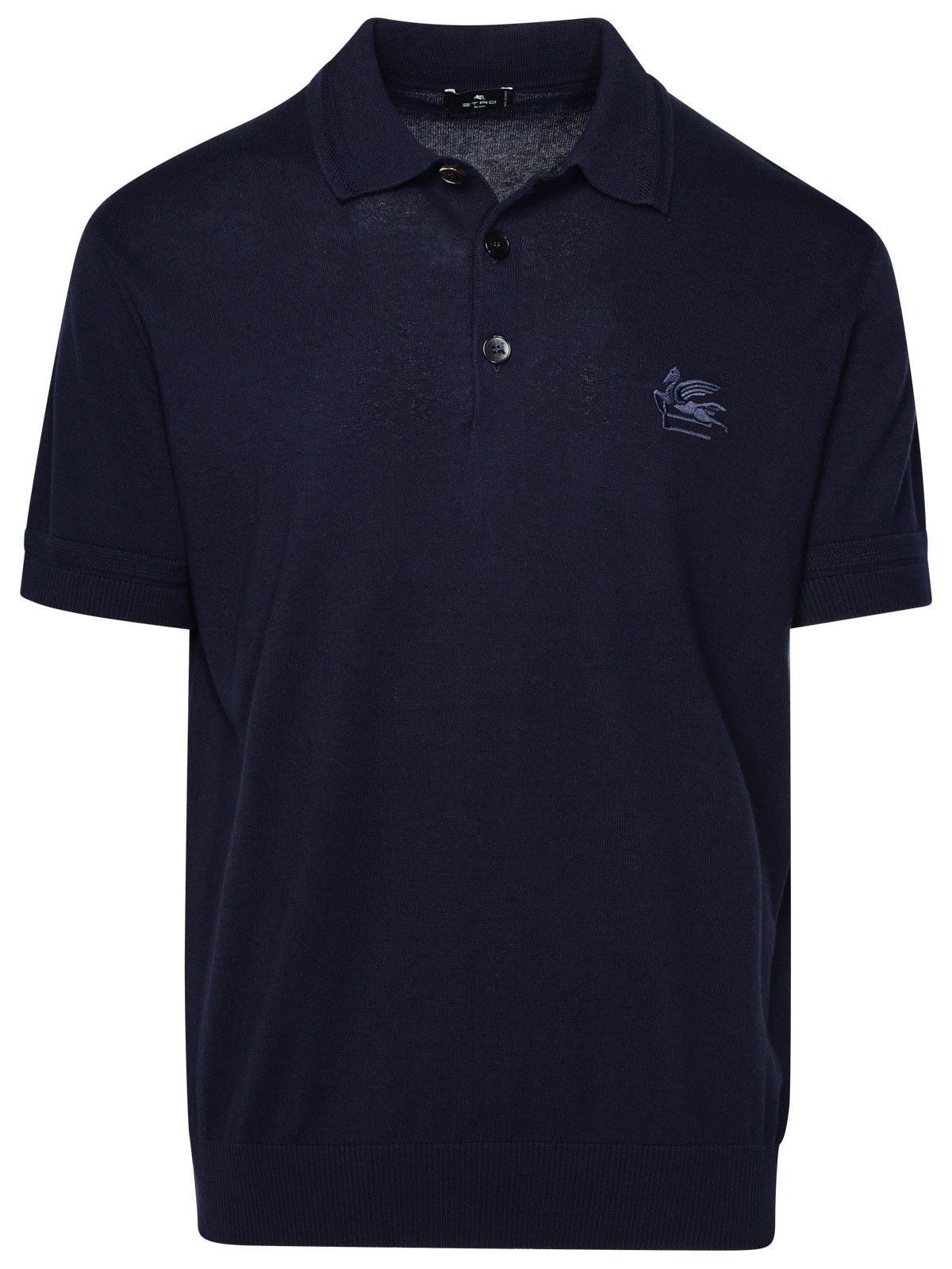 image of Etro Cotton Blend Polo Shirt in Blue, Men's (Size Large)