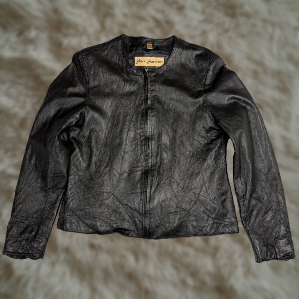 Vintage Rem Garson Womens Black Leather Jacket Size M Zip Front Lined Size M / US 6-8 / IT 42-44 - 1 Thumbnail