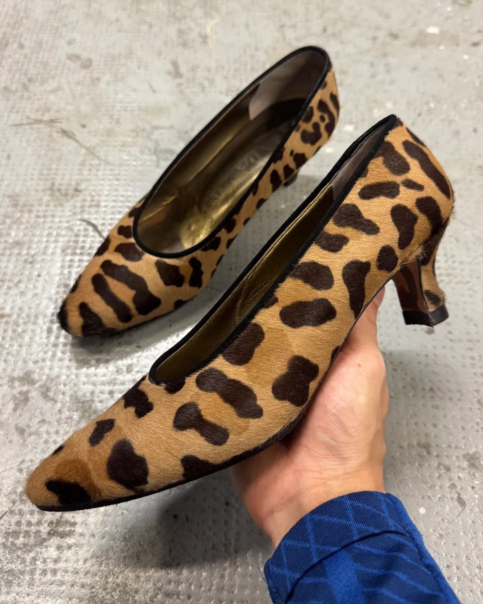 Designer × Prada × Vintage 2000s Prada Pony Hair Leopard Heels Pumps Size US 8 / IT 38 - 1 Thumbnail
