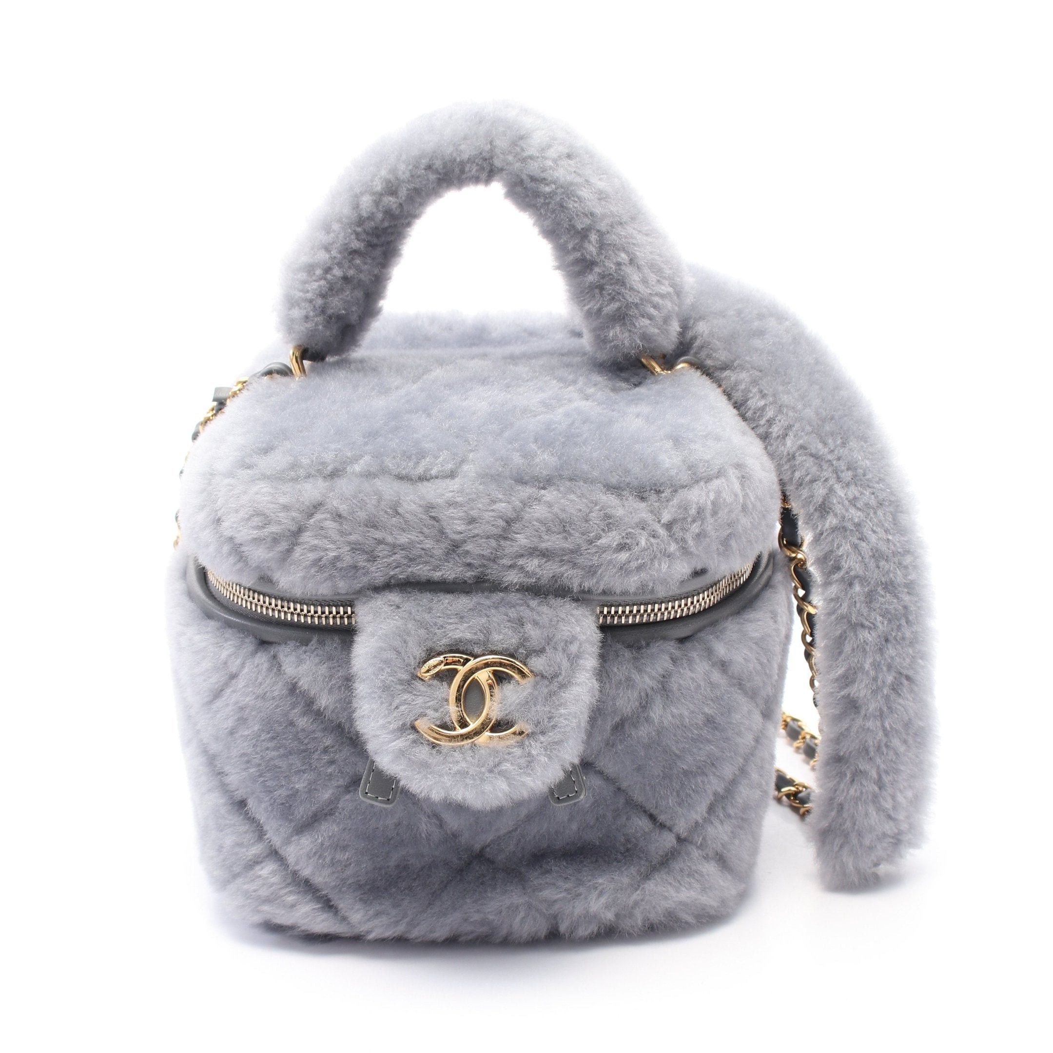 Chanel Chanel Matelasse Vanity Chain Shoulder Bag Fur Gray Gold Hardware Size ONE SIZE - 1 Thumbnail