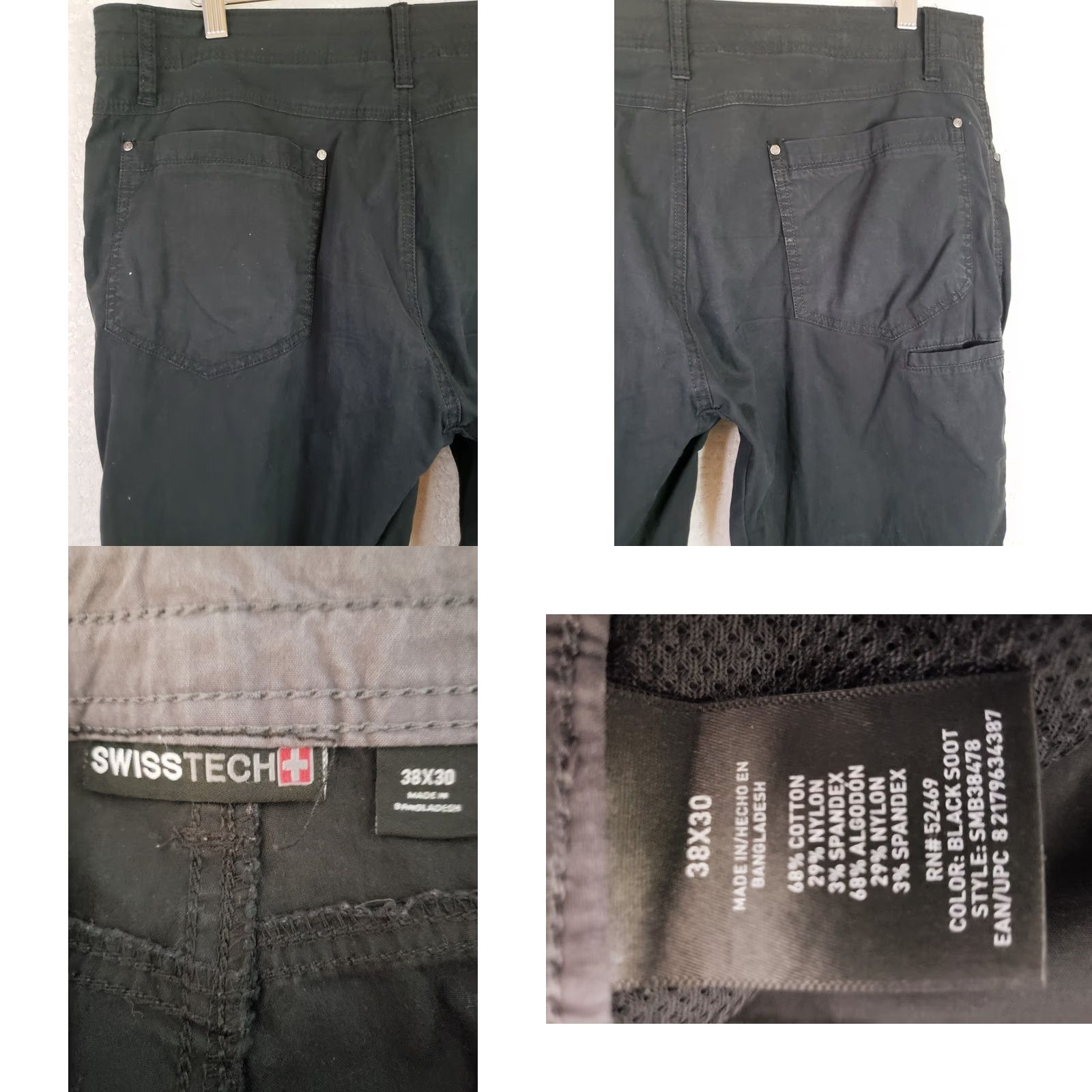 Vintage Swiss Tech Performance Pants Mens 38 Black Straight Front 5-Pocket Inseam 25.5" Lightweight Casual Travel Hiking Fit Regular Size 38 Mens Size US 38 / EU 54 - 8 Thumbnail