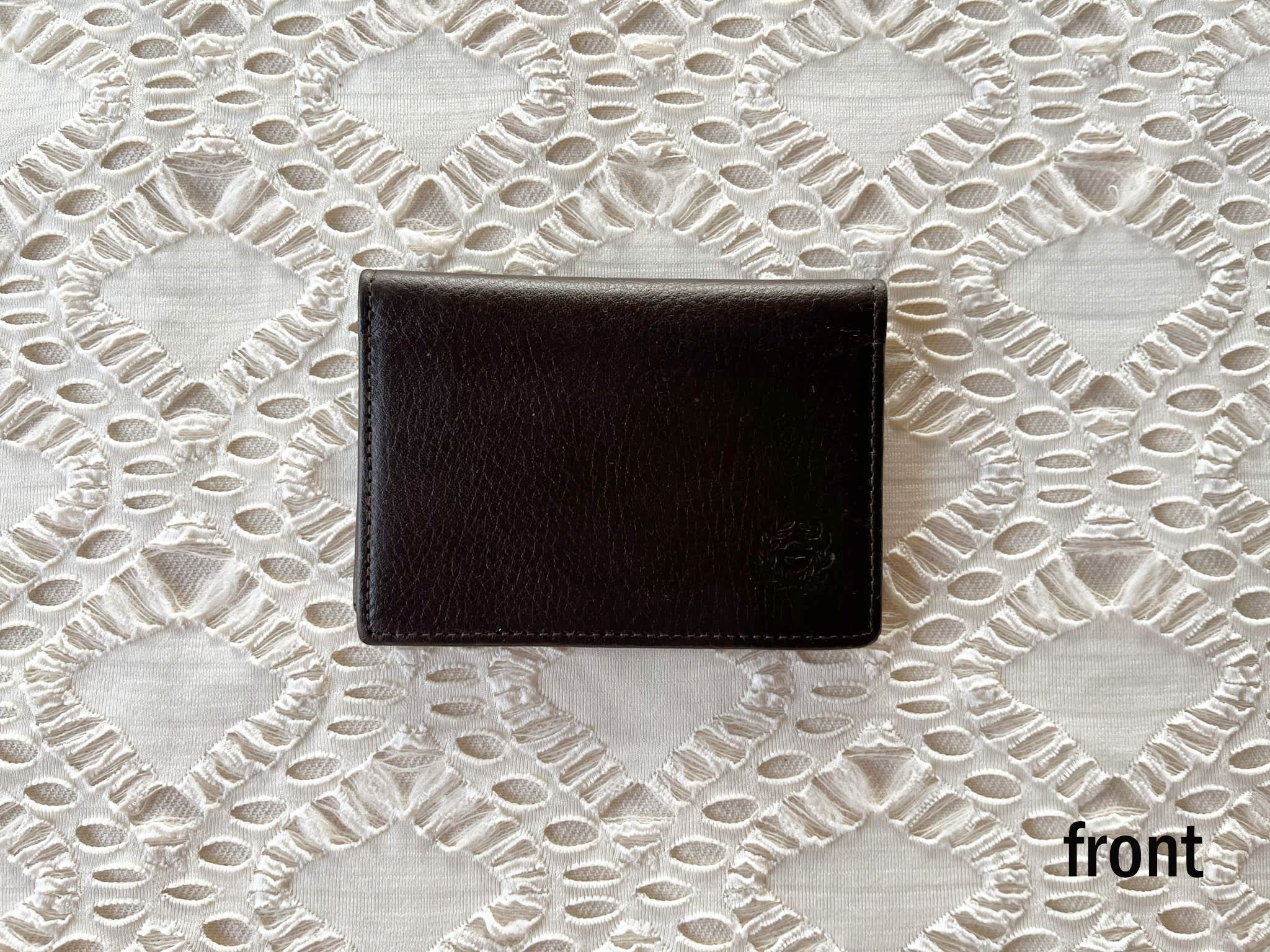 Vintage Dark Brown / almost black genuine leather Bifold card holder Size ONE SIZE - 3 Thumbnail