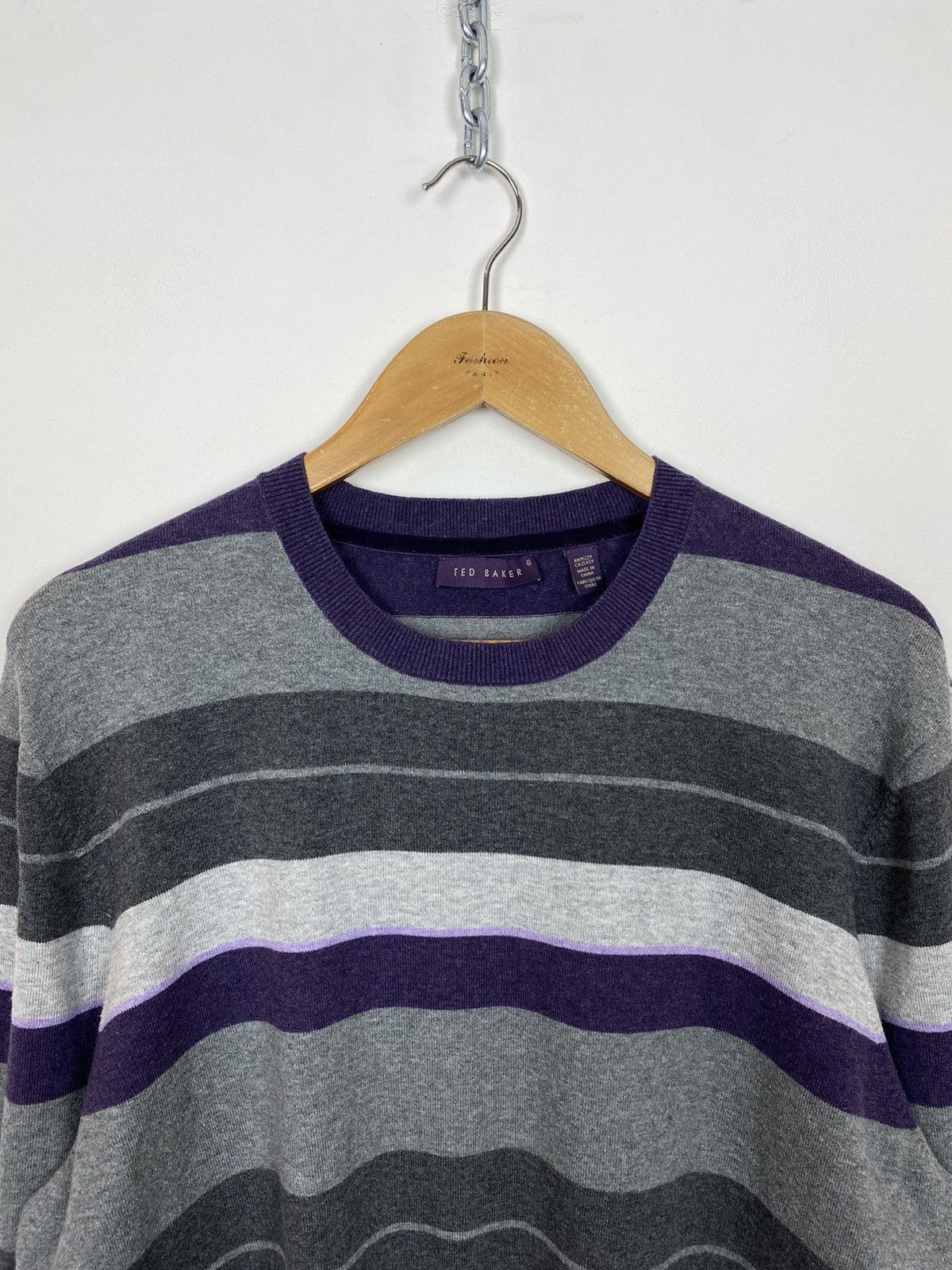 Ted Baker Ted Baker Purple Label Jumper Sweater Strip Wool Long Sleeve Size US L / EU 52-54 / 3 - 2 Thumbnail