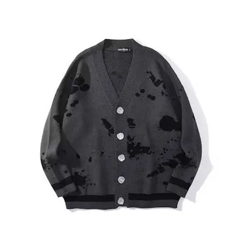 image of Vintage Knitwear Cardigan Sweater in Black, Men's (Size XL)