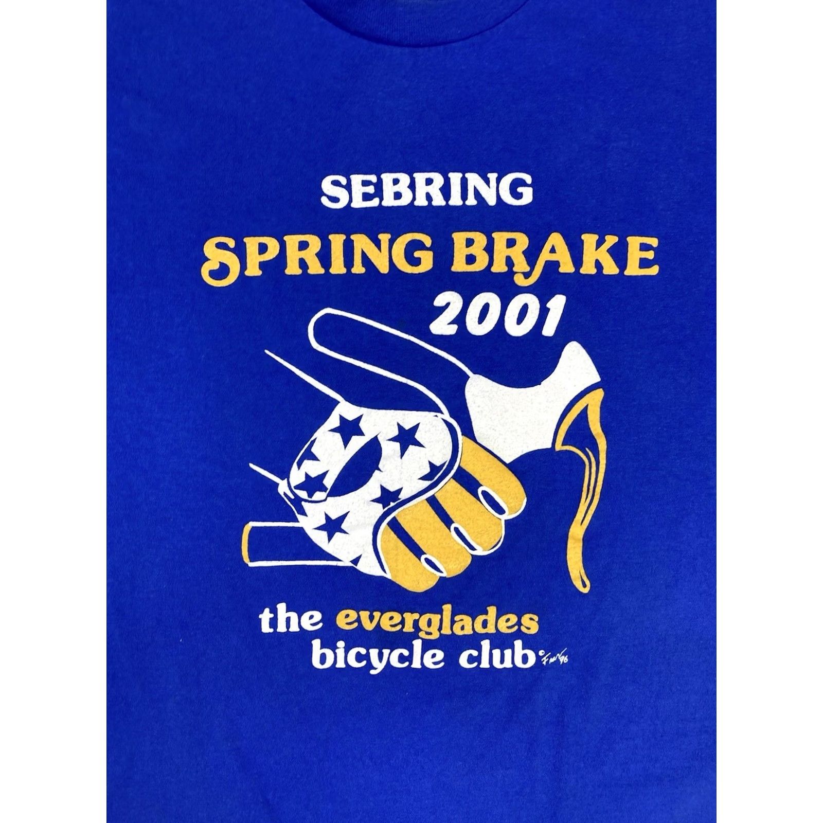 Hanes VINTAGE Hanes T-Shirt Men Large Blue Everglades Bicycle Club Sebring Spring Break 2001 Logo Graphic Print Sports Event Size US L / EU 52-54 / 3 - 2 Thumbnail
