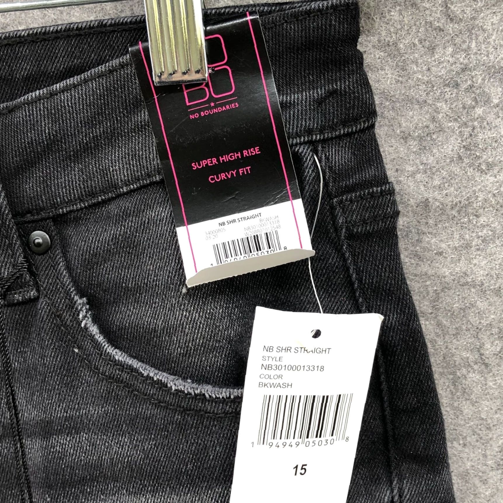 Vintage NWT No Boundaries Super High Rise Straight Curvy Jeans Juniors Womens 15 Black Size 36" / US 14 / IT 50 - 6 Thumbnail