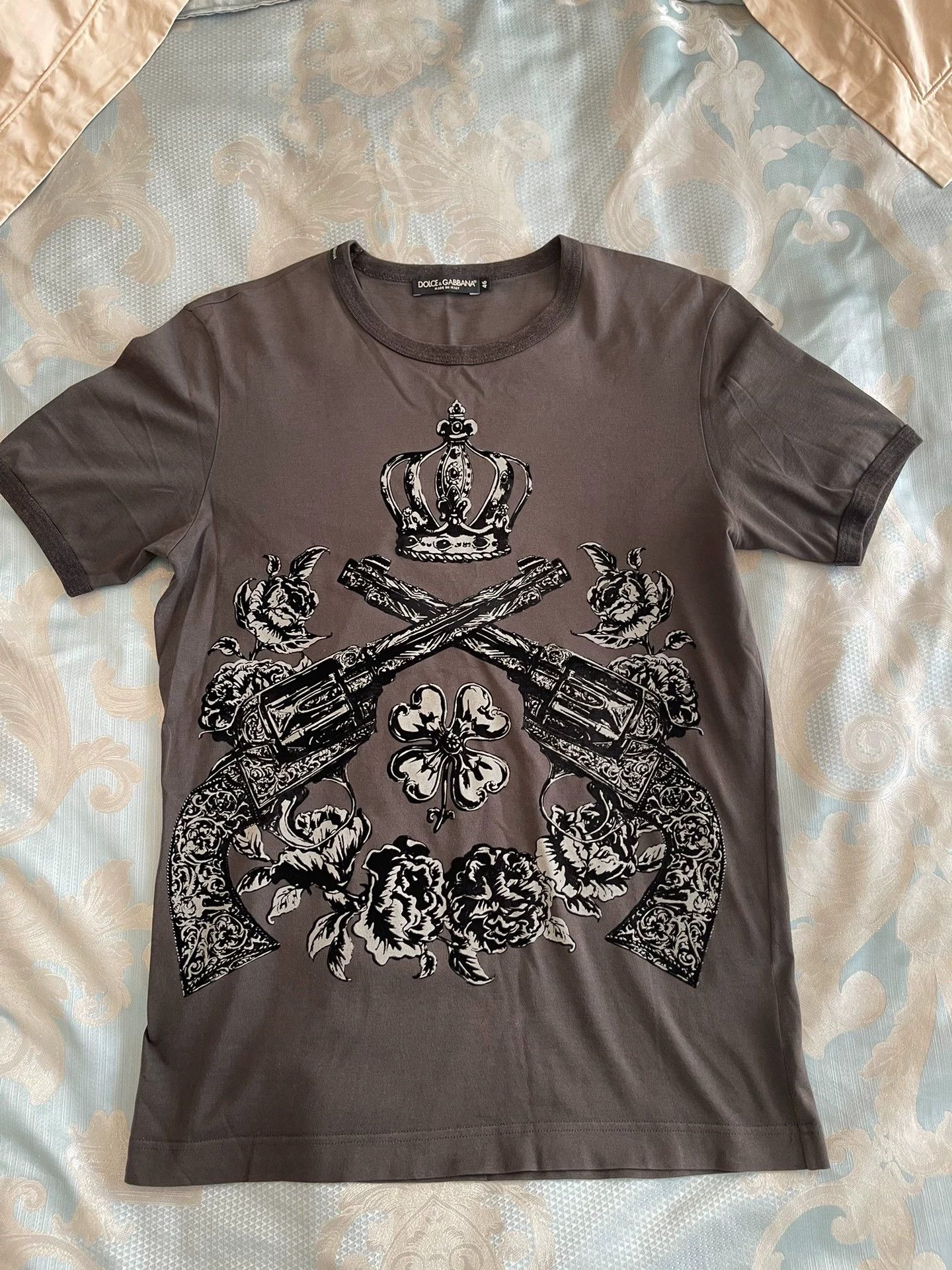Dolce & Gabbana DG Premium Flocked Logo Black Cotton T-Shirt Size 46 Size US S / EU 44-46 / 1 - 1 Thumbnail
