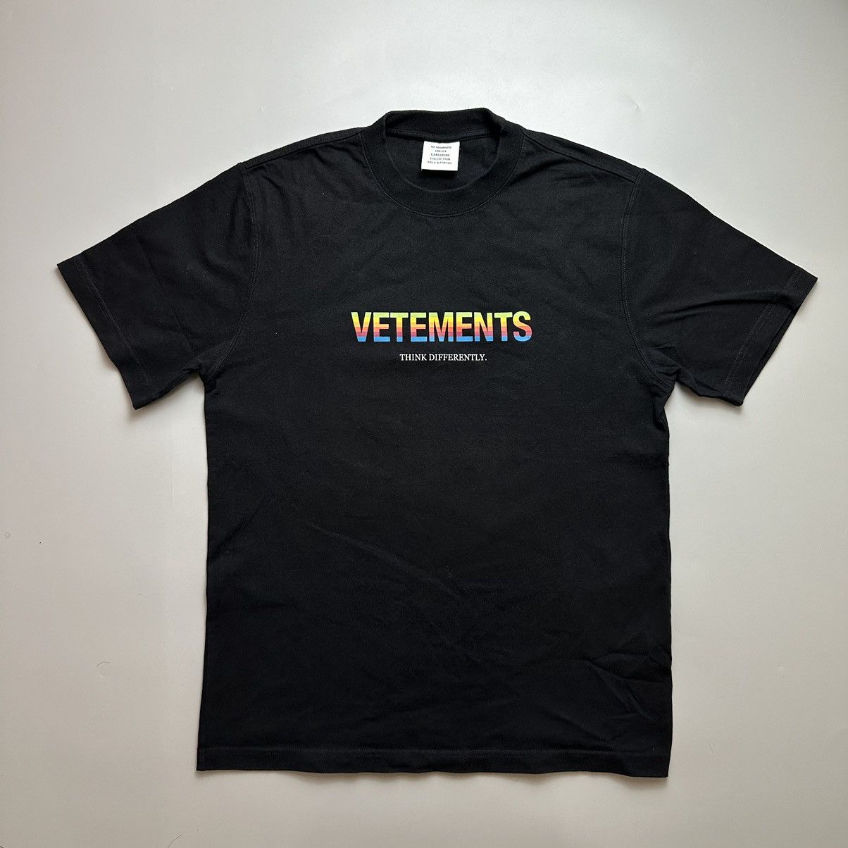 image of Vetements “Think Differently” Tee in Black, Men's (Size Small)