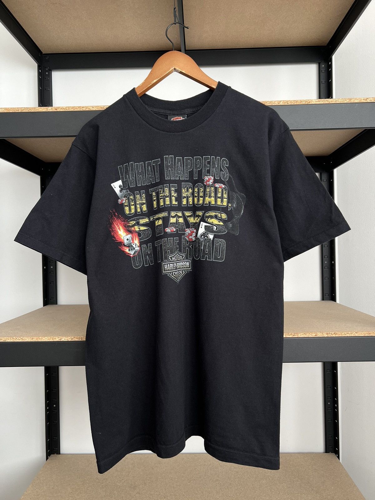 Harley Davidson Vintage 2006 Harley Davidson Casino Fire Flame Black T-shirt Size US L / EU 52-54 / 3 - 3 Thumbnail