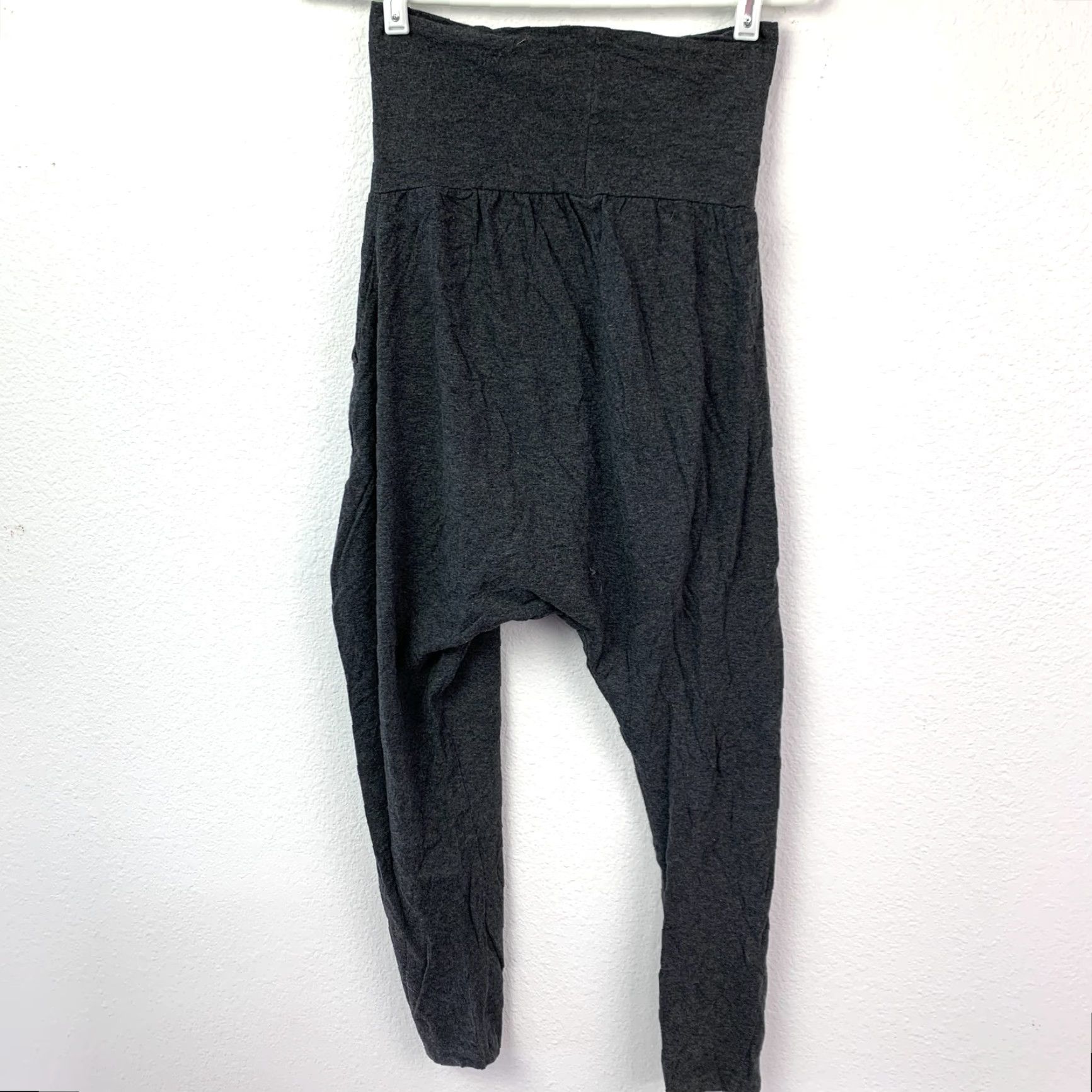 Catalina Natalie Dancewear Women's Pants Harem Activewear Dark Gray S Regular Knit Cozy Breathable Pockets High Waist 95% Cotton 5% Spandex Womens Size 28" / US 6 / IT 42 - 4 Thumbnail