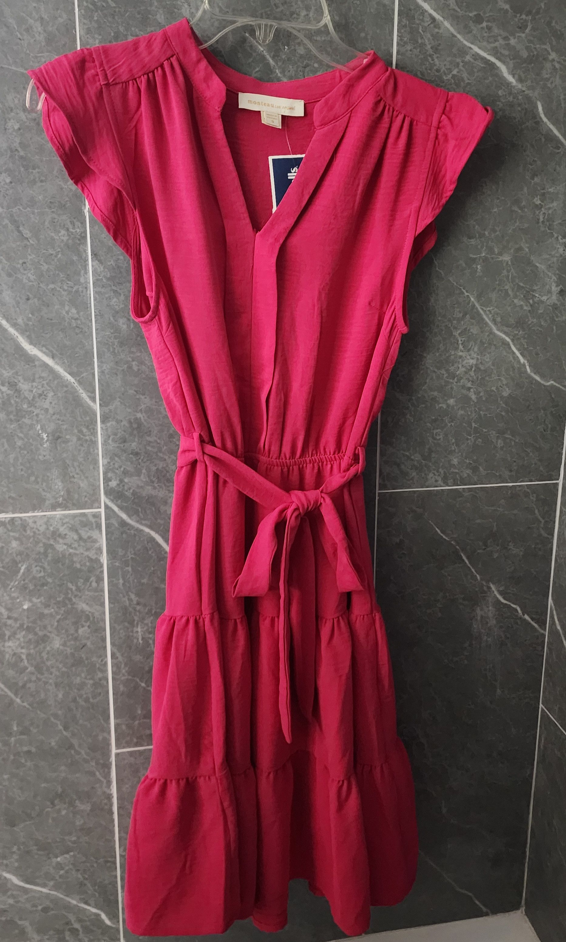 Other NWT Monteau LA Sleeveless Barbie Pink Ruffle Belted Dress S Size S / US 4 / IT 40 - 1 Thumbnail