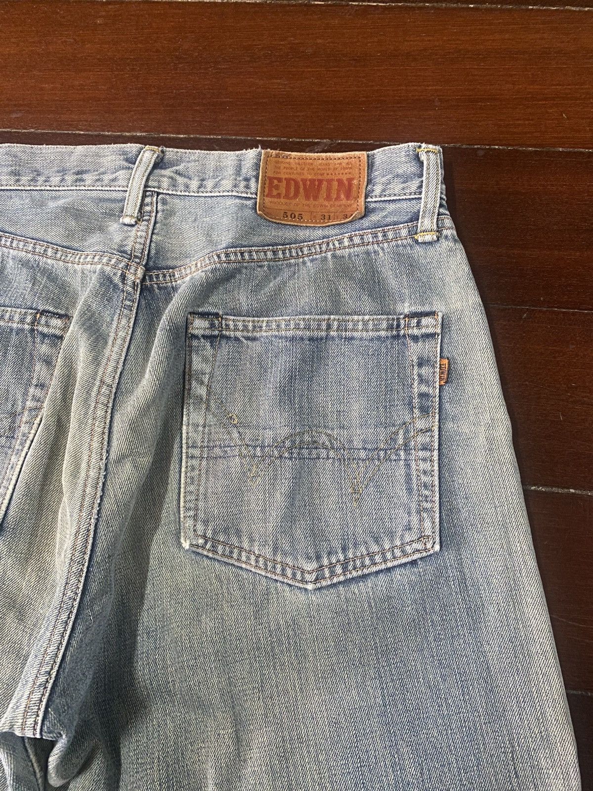 Edwin VINTAGE EDWIN 505 SELVEDGE DISTRESSED DENIM JEANS mud wash Size US 33 - 12 Thumbnail