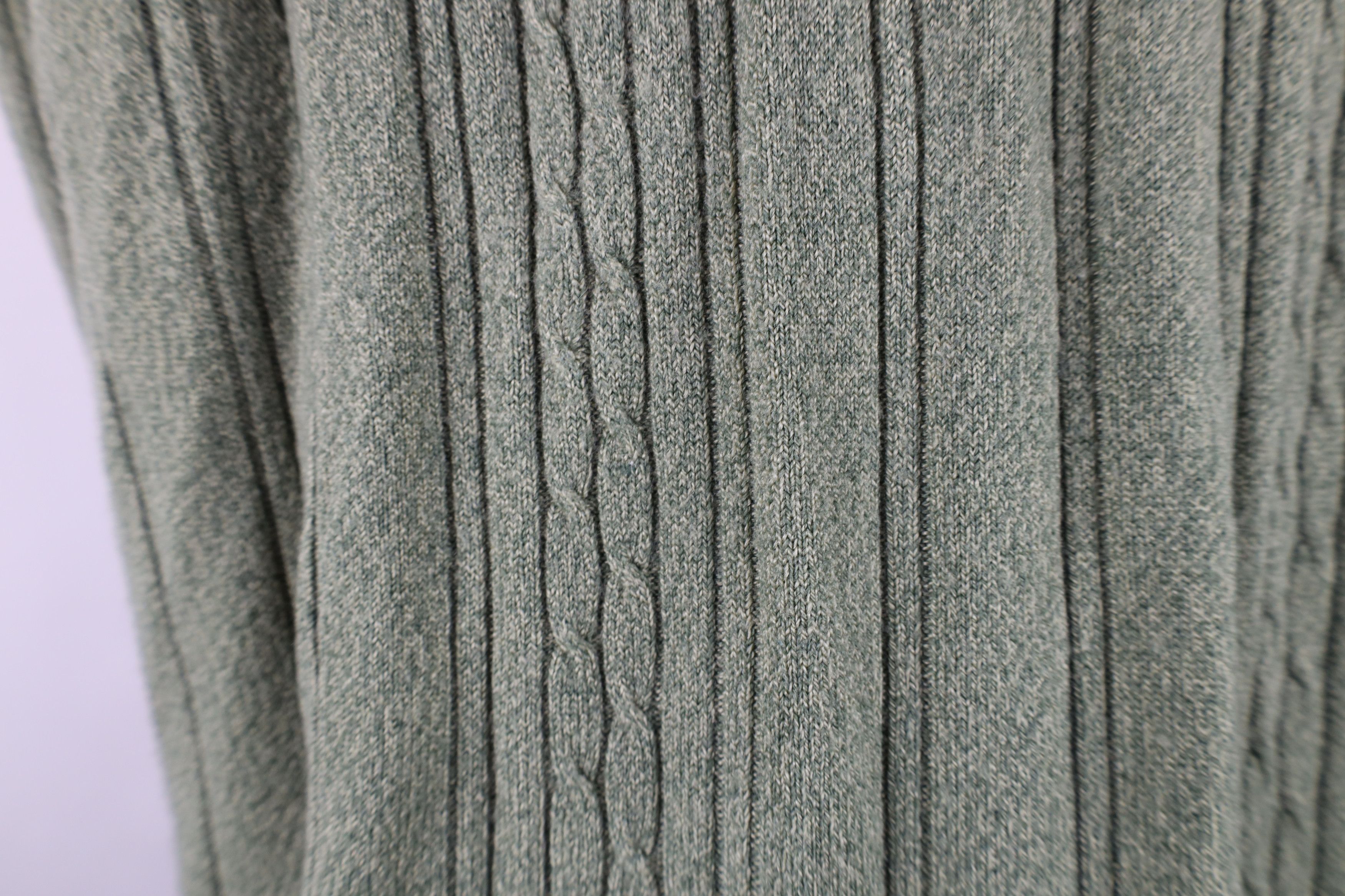 Vintage Vintage 90s Streetwear Cable Knit Collared Sweater Green Size US L / EU 52-54 / 3 - 7 Thumbnail