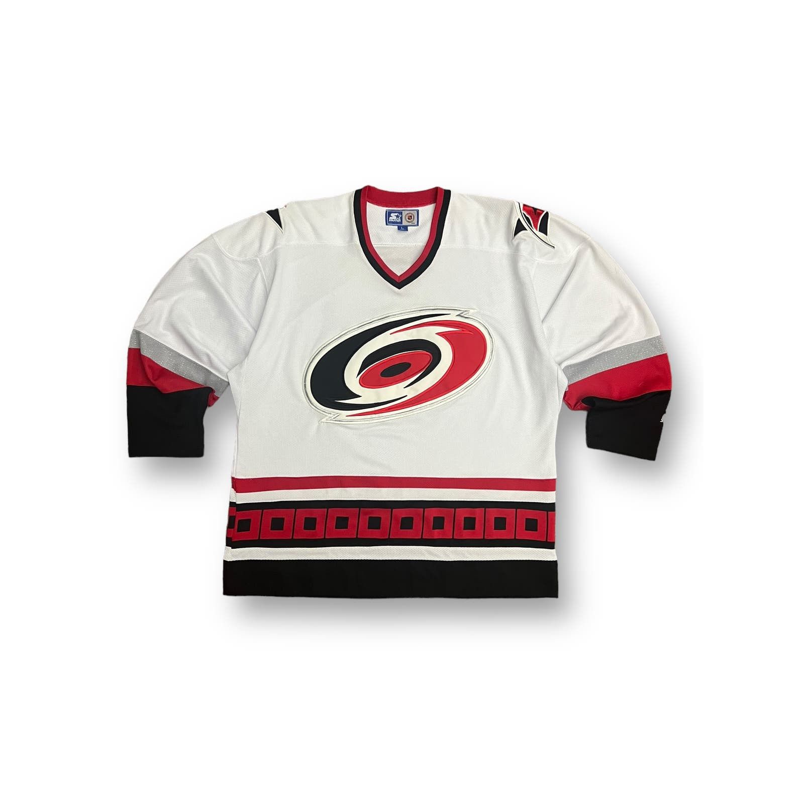 image of Vintage Starter Hurricanes Nhl Hockey Sports Jersey in White, Men's (Size Large)