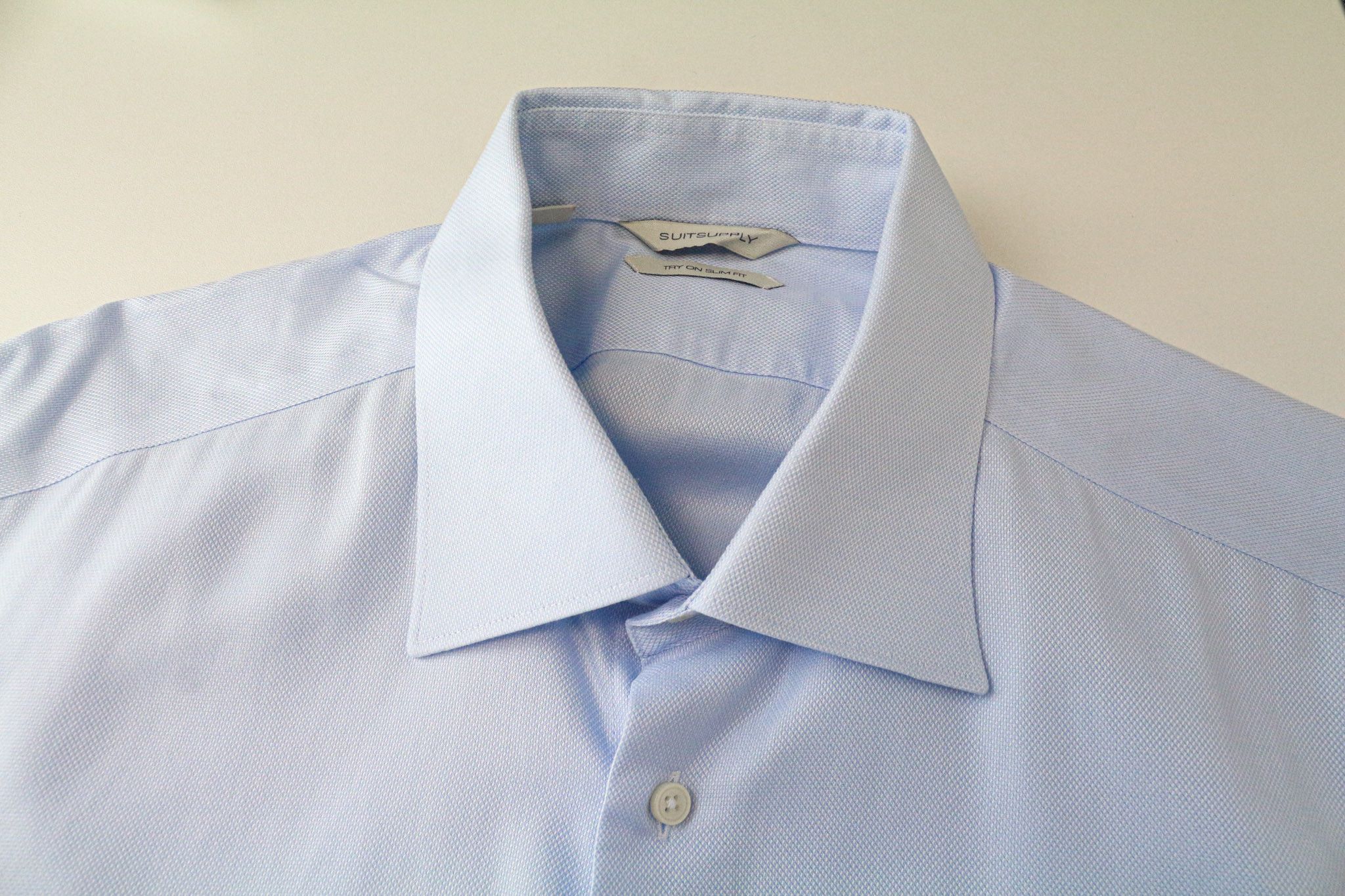 Suitsupply 43-7/17L Slim Blue Cotton Long Sleeve Shirt 79236 Size 42R - 3 Thumbnail