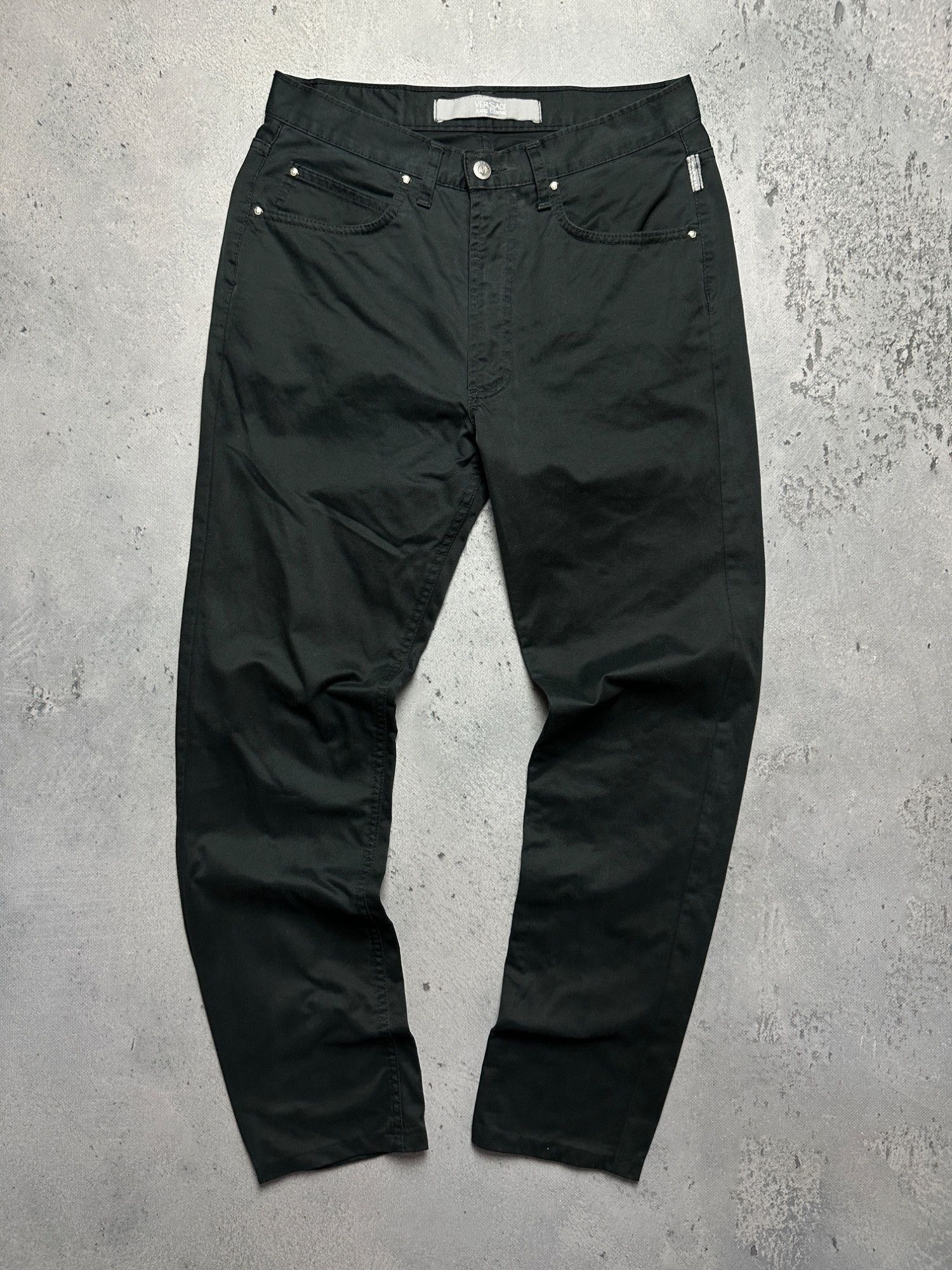 Versace Jeans Couture Vintage Black Slim-Fit Pants Lux 90s