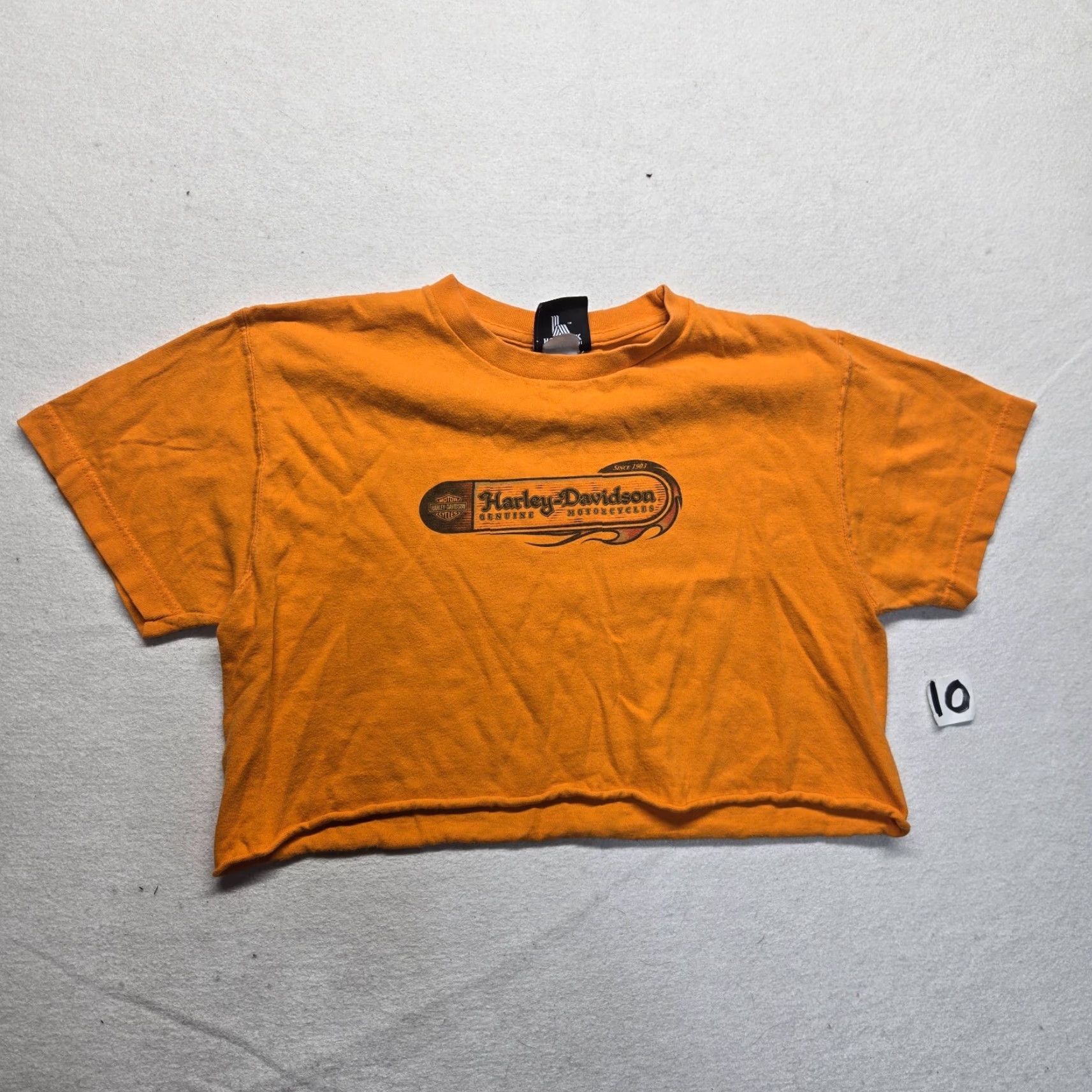 Harley Davidson Harley-Davidson Women’s Cropped T-Shirt S Orange Solid Short Sleeve 90s Vintage Size S / US 4 / IT 40 - 2 Thumbnail