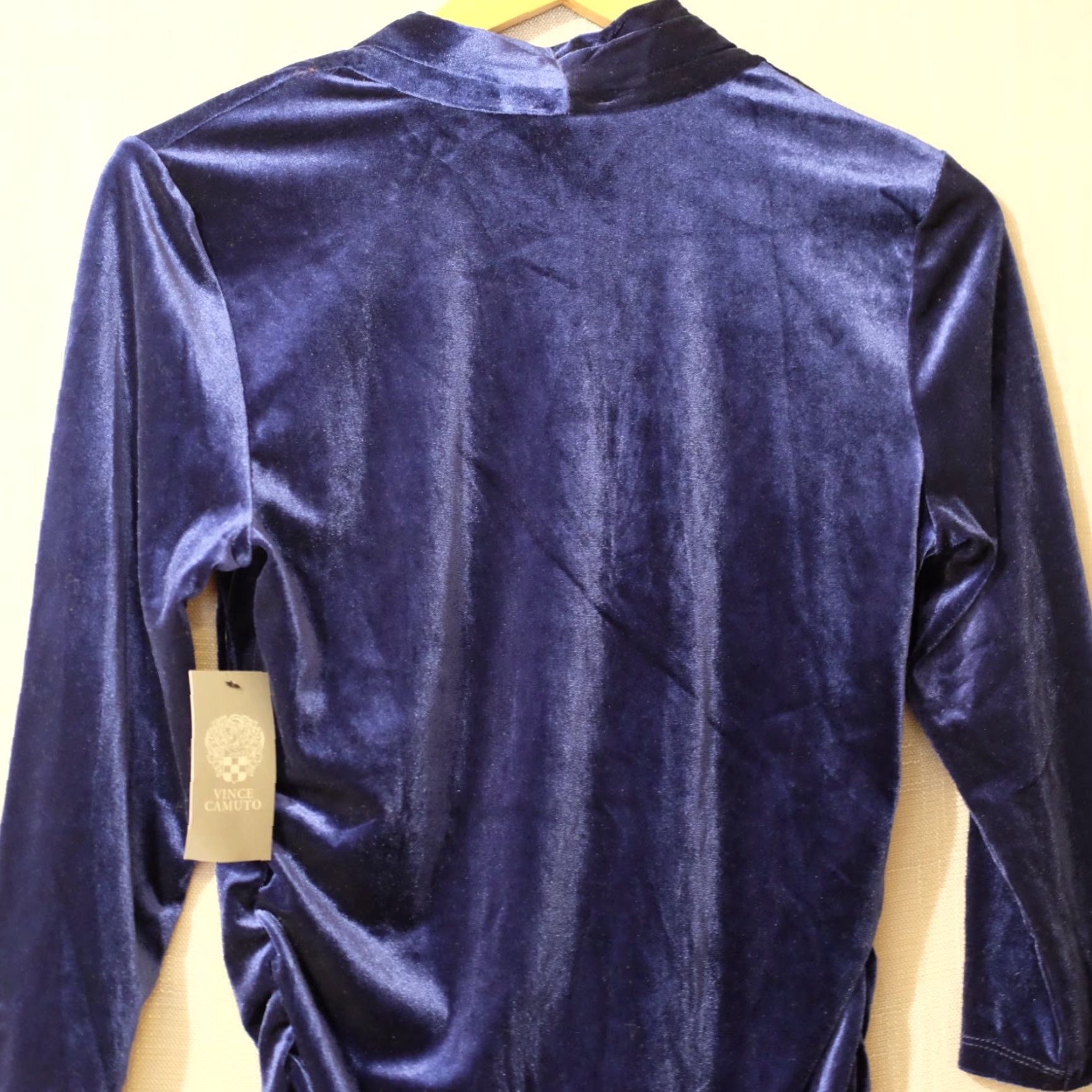 Vince Camuto VNC Vince Camuto Blouse Velvet V-Neck Blue 3/4 Sleeve Stretch Women's M Size M / US 6-8 / IT 42-44 - 6 Thumbnail