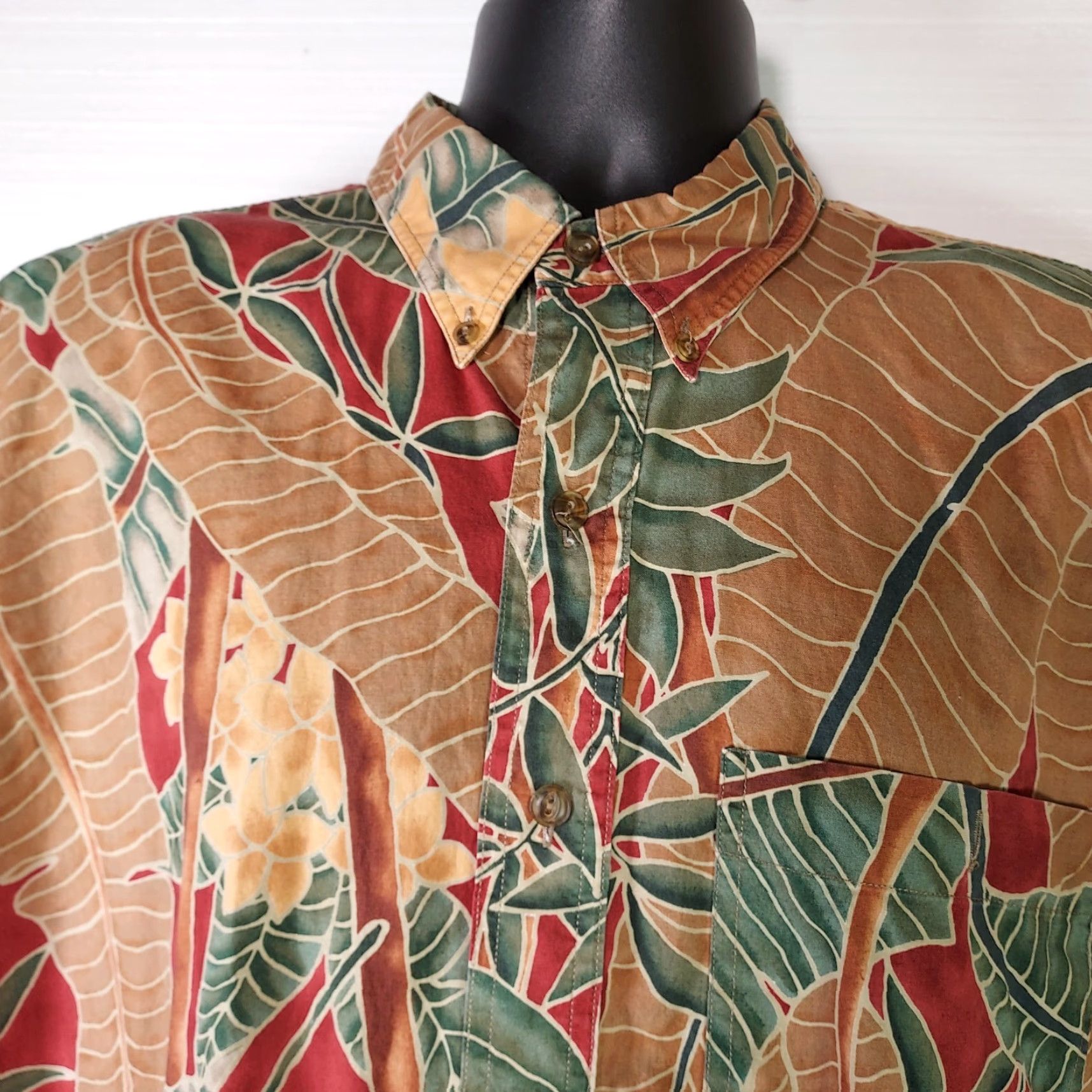 Ralph Lauren VINTAGE Ralph Lauren Shirt Men's XL Brown Tropical Botanical Short Sleeve Button-Up Shirt Size US XL / EU 56 / 4 - 5 Thumbnail