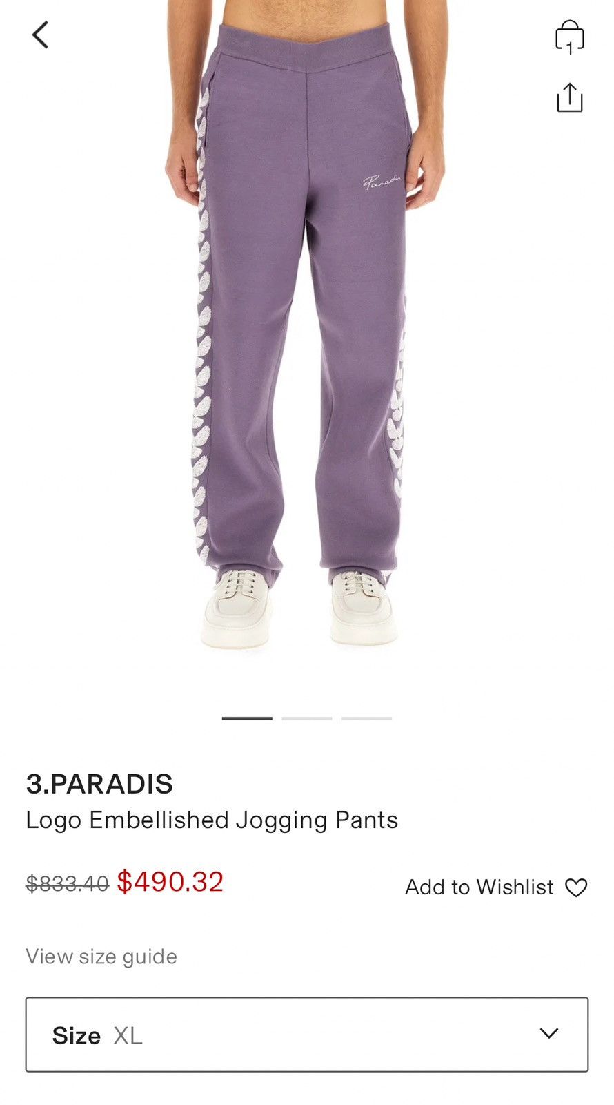 3.PARADIS Mens 3 Paradis Logo Embellished Dove Pants Jogging Size US 34 / EU 50 - 7 Thumbnail