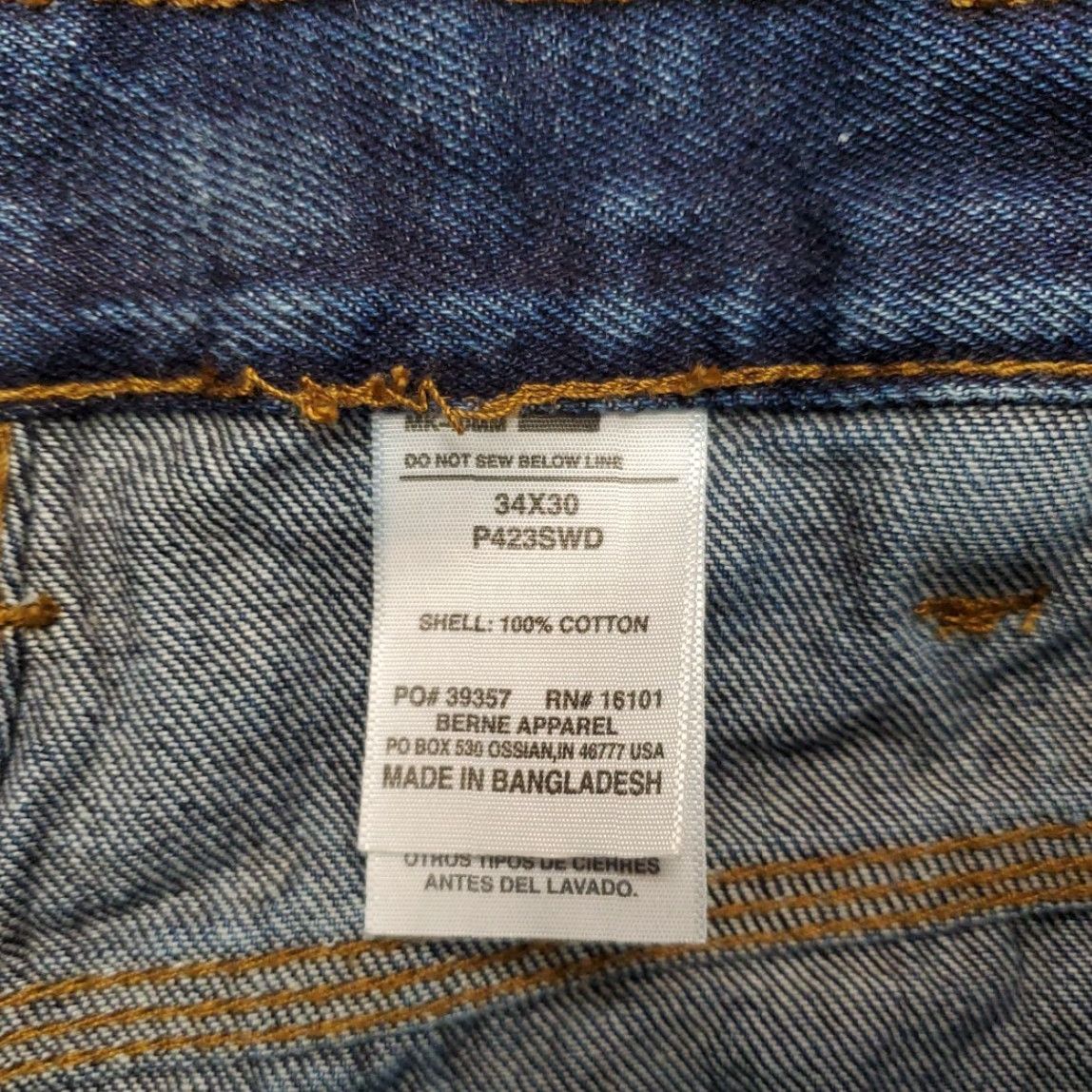 Vintage Berne Jeans Mens 34x30 Blue Denim 100% Cotton Workwear Work Casual Twill Pants Jeans Mens 34 Blue Denim 100% Cotton Workwear Twill Pants Size US 34 / EU 50 - 5 Thumbnail