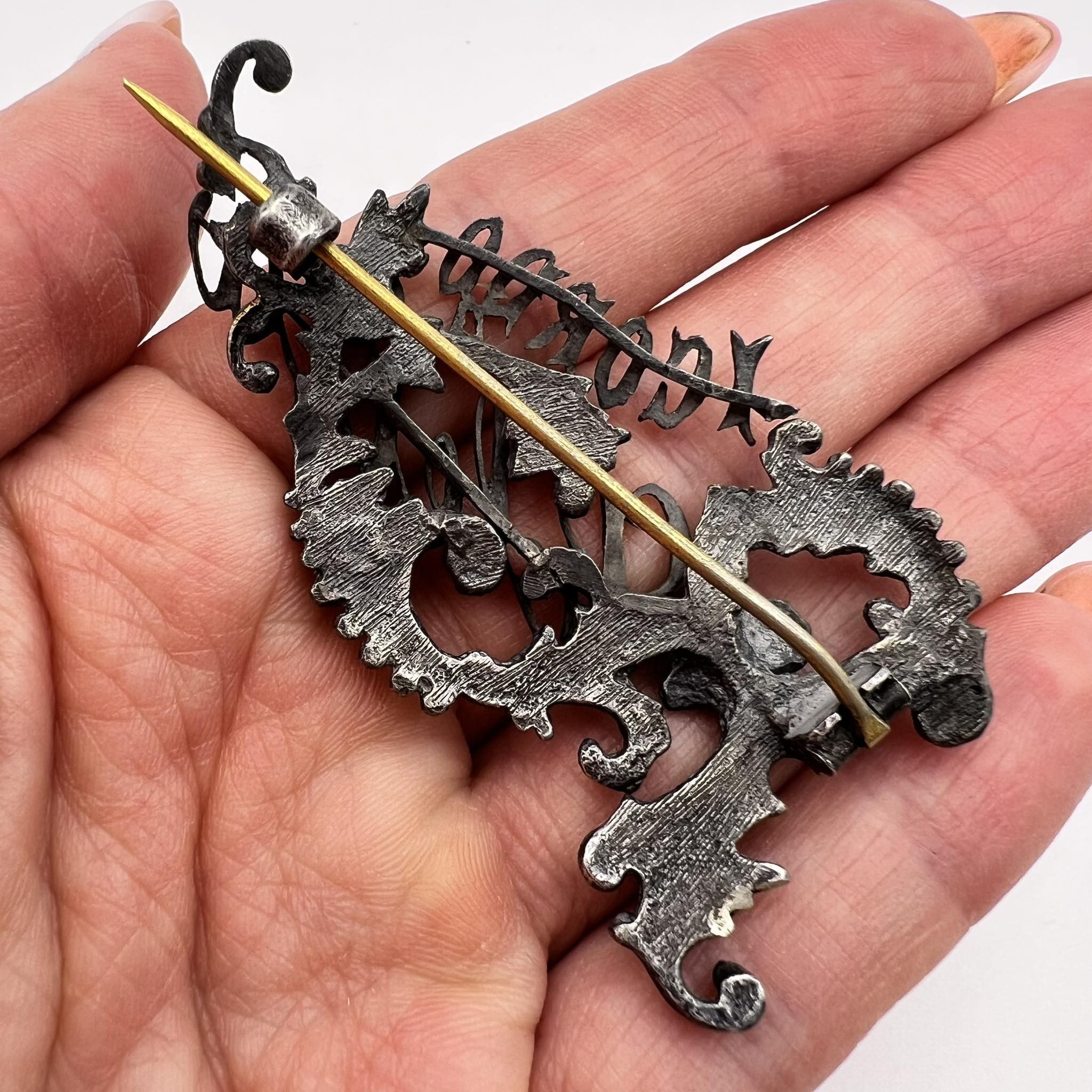 Vintage Antique Victorian Style Monogram Pin Brooch Silver Italy Size ONE SIZE - 3 Thumbnail